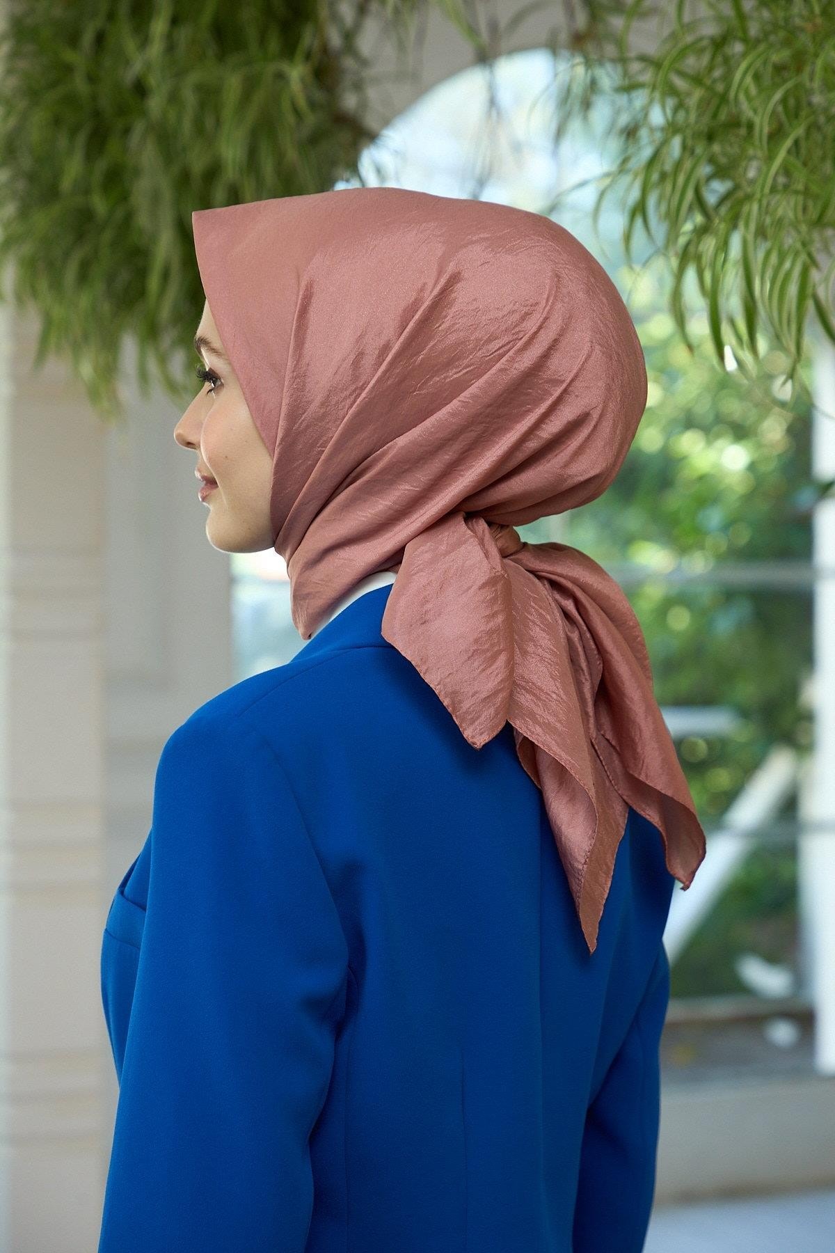 Düz Desen Vual Eşarp Açık Kahve Vual İpek Eşarp - 10100-10