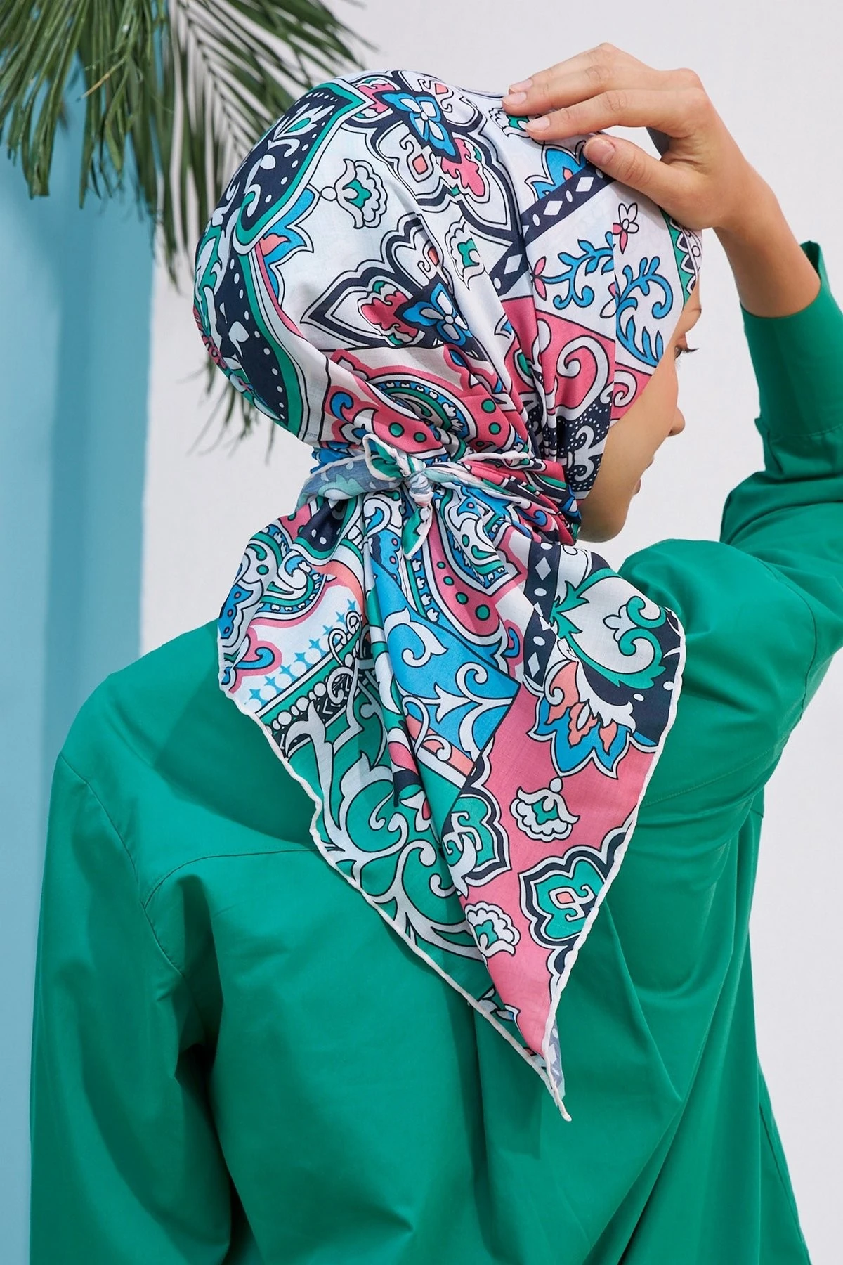 Mozaik Benetton Yeşil Pamuk Viskon Eşarp