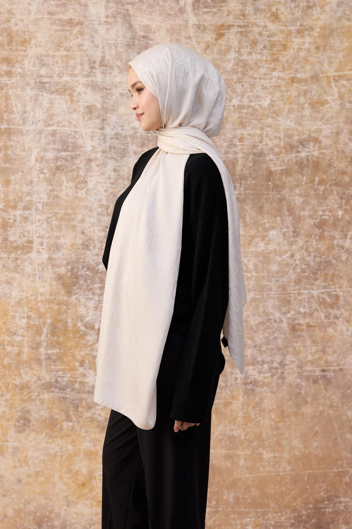 Fall Winter İpeksi Jakar Şal Ekru 9020-27