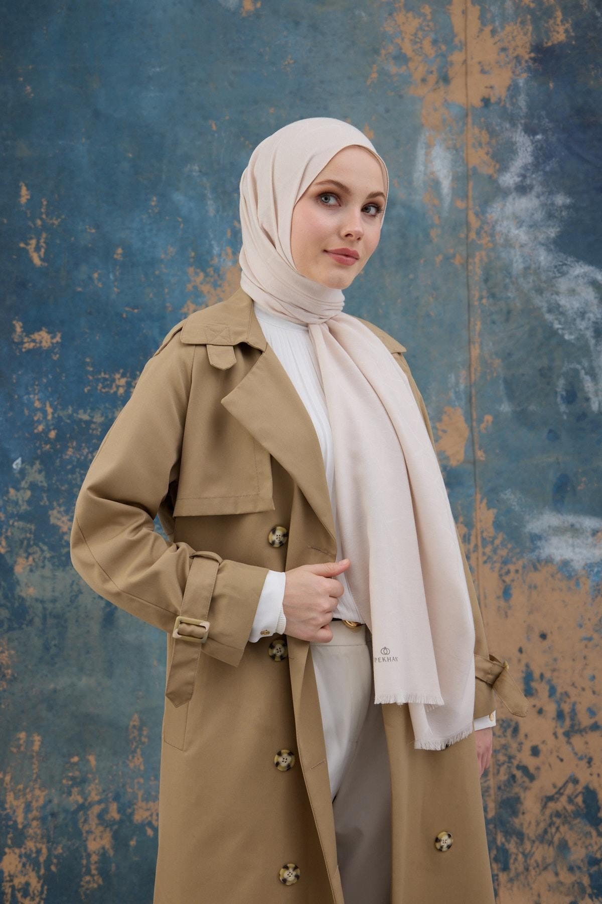 Kare Desen Pamuk Jakar Şal Uçuk Pembe 8012-22