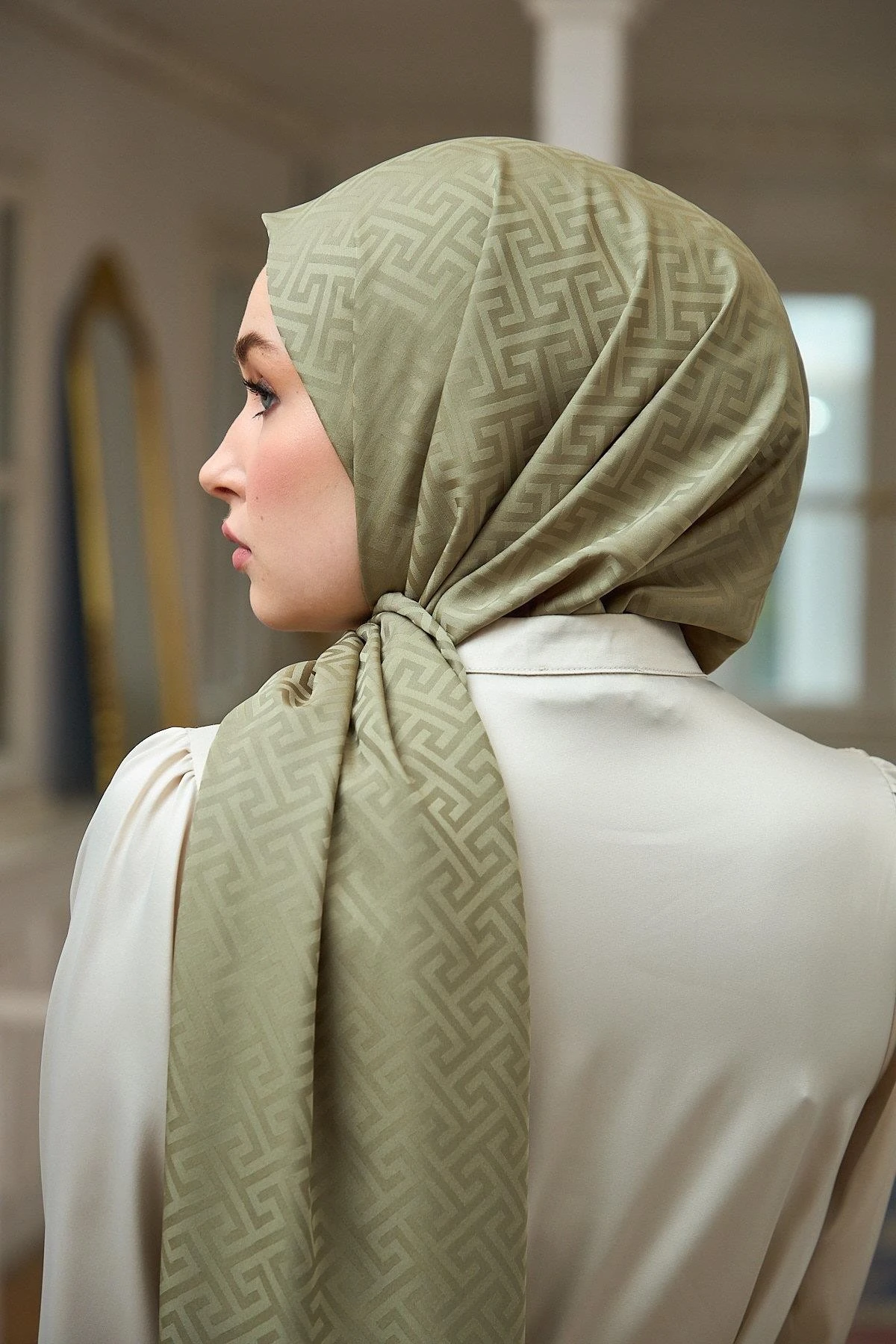 Yaz Işıltısı Koleksiyonu İpeksi Jakar Şal Yosun Yeşili 9017-02