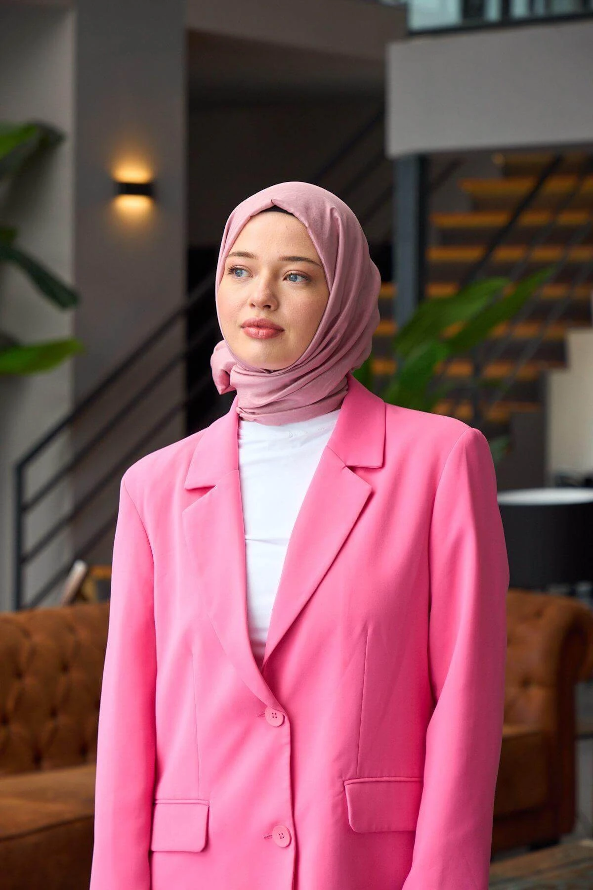 Düz Desen Vual Şal Kiraz Çiçeği Vual İpek Şal - 9800-29