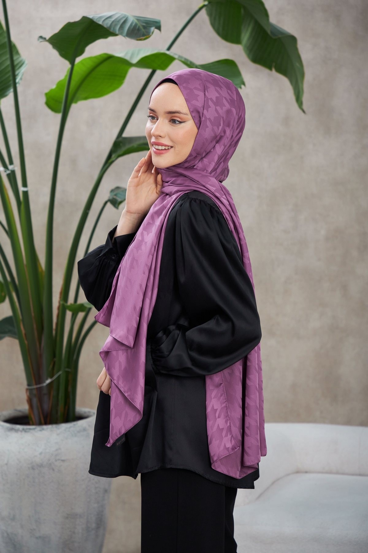 Neo Kazayağı Desen İpeksi Jakar Şal Menekşe 9010-21