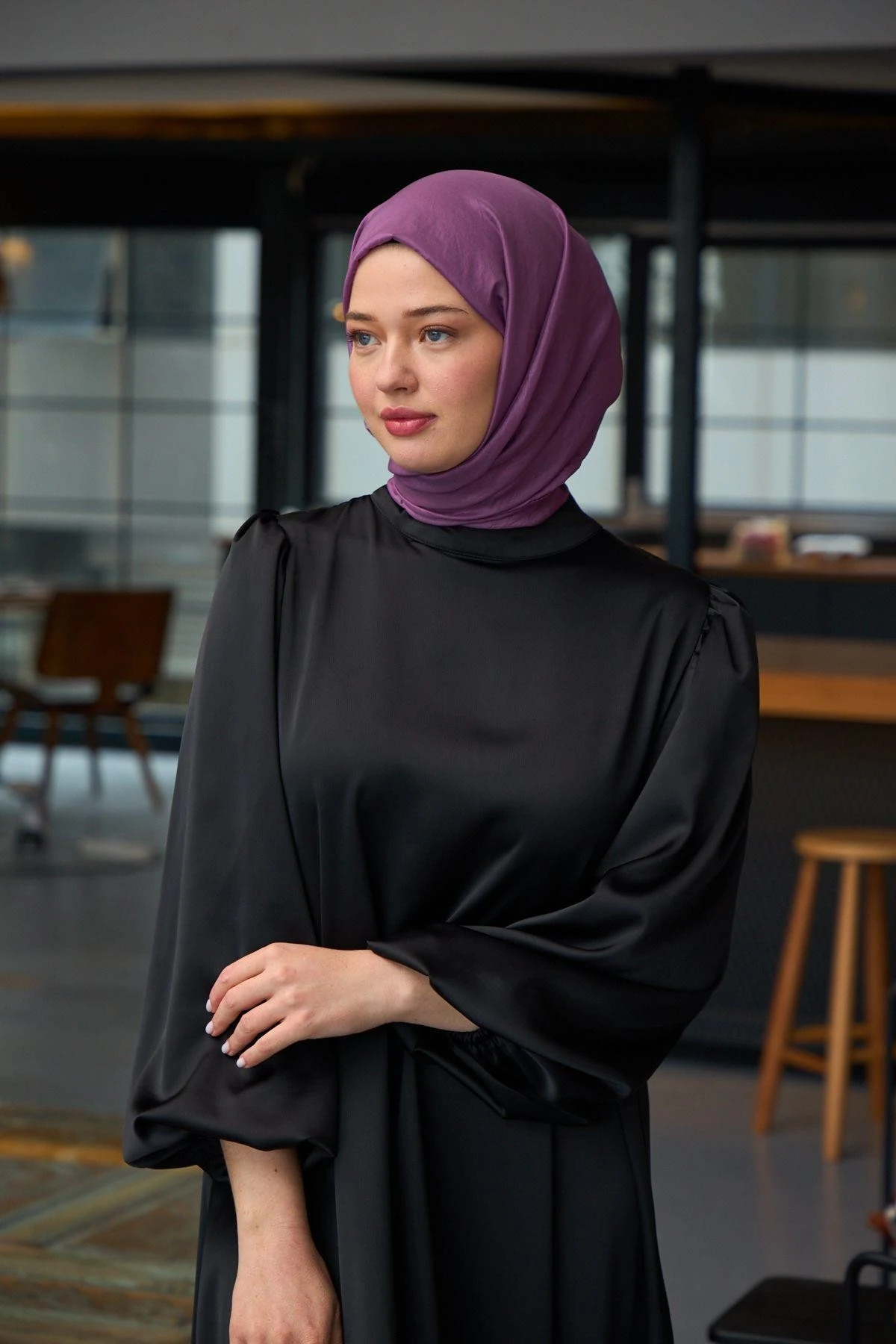 Düz Desen Vual Şal Orkide Vual İpek Şal - 9800-43