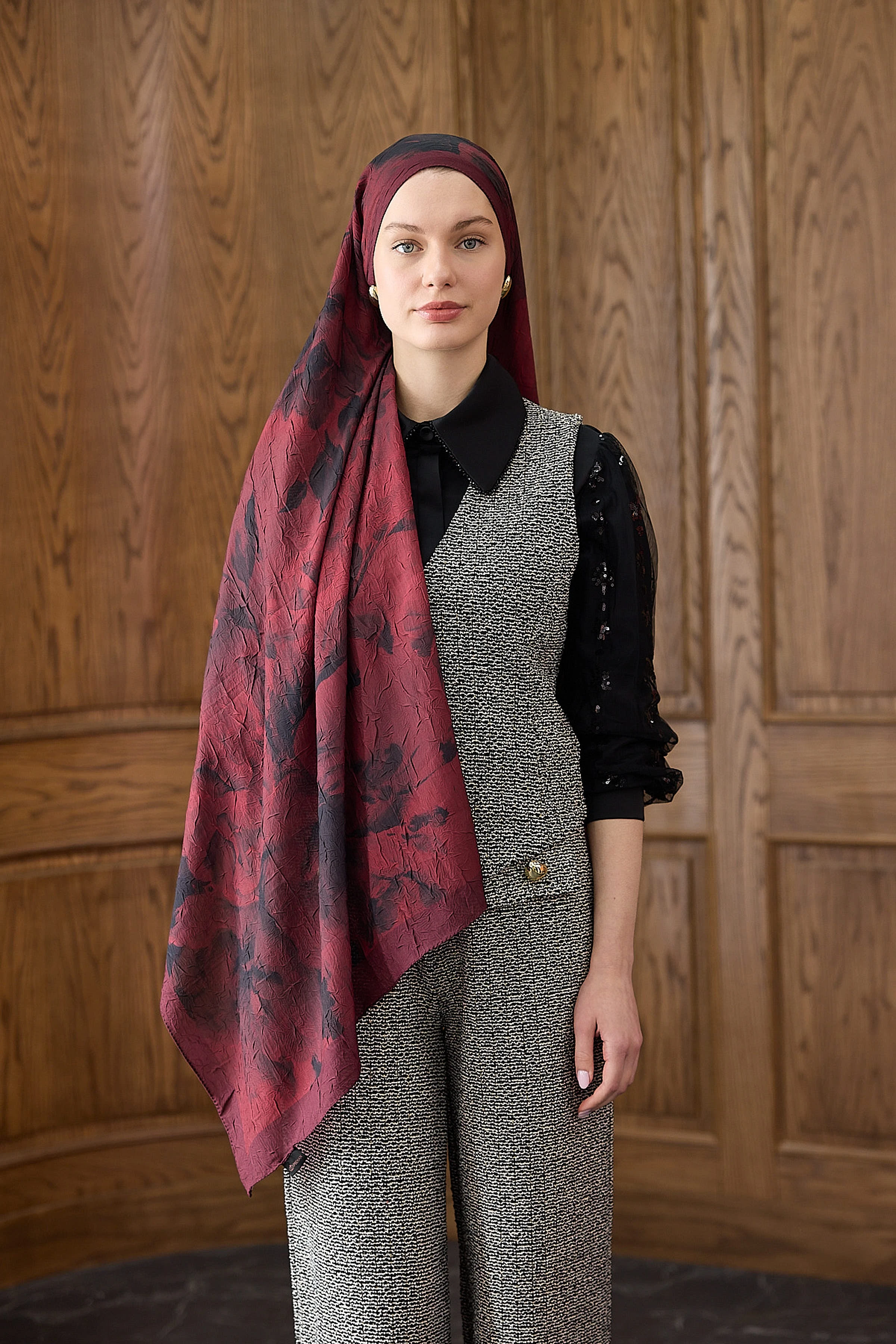 Bambu Kraş Şal 7018 - Bordo