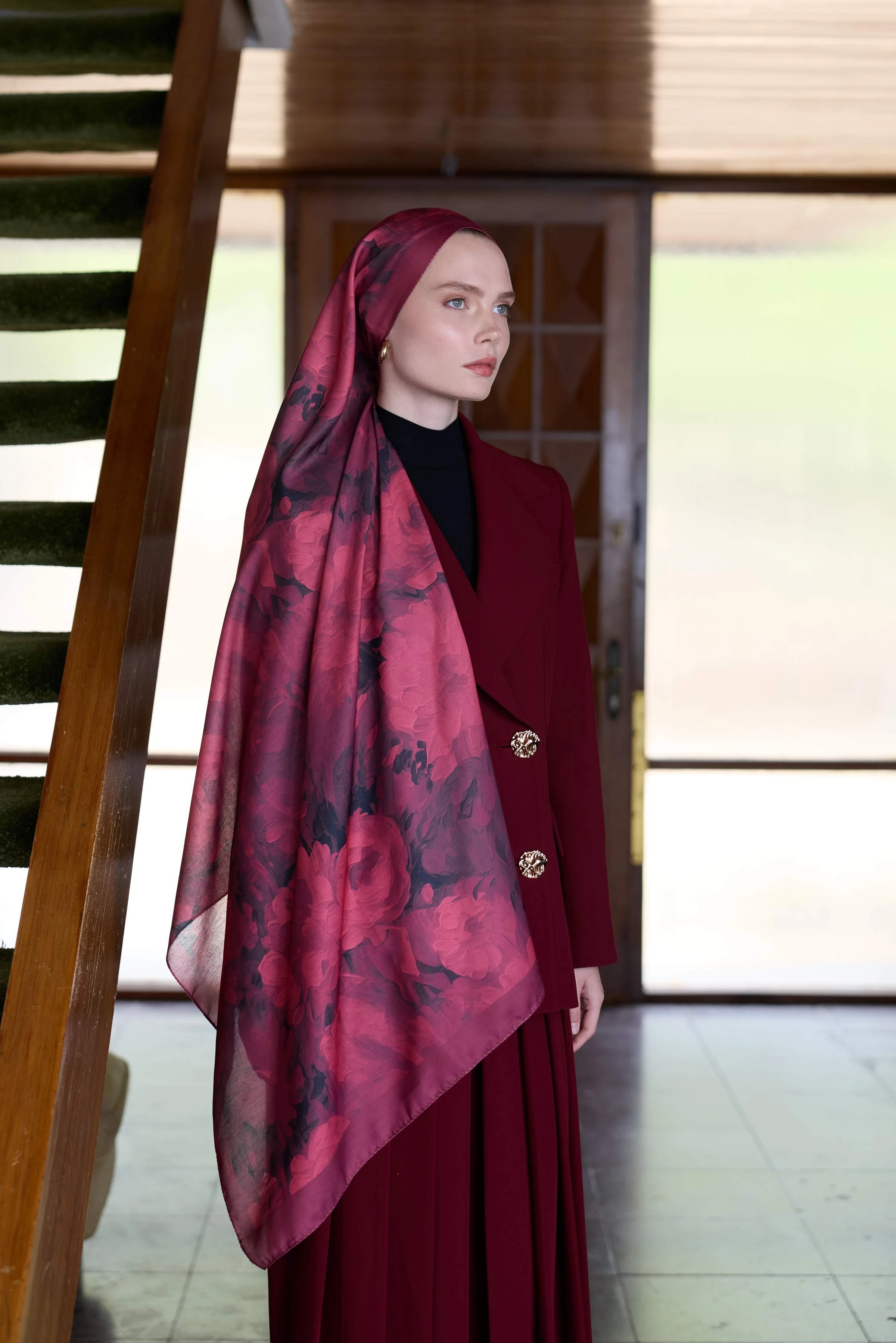 Winter Bloom Soft Şal 3069-10099 - Bordo