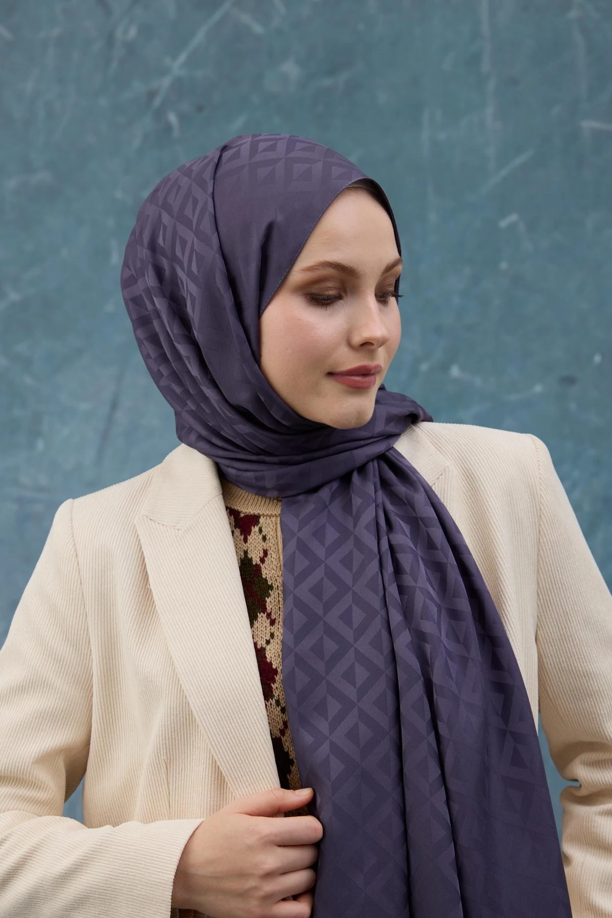 Fall Winter İpeksi Jakar Şal Mor 9019-18