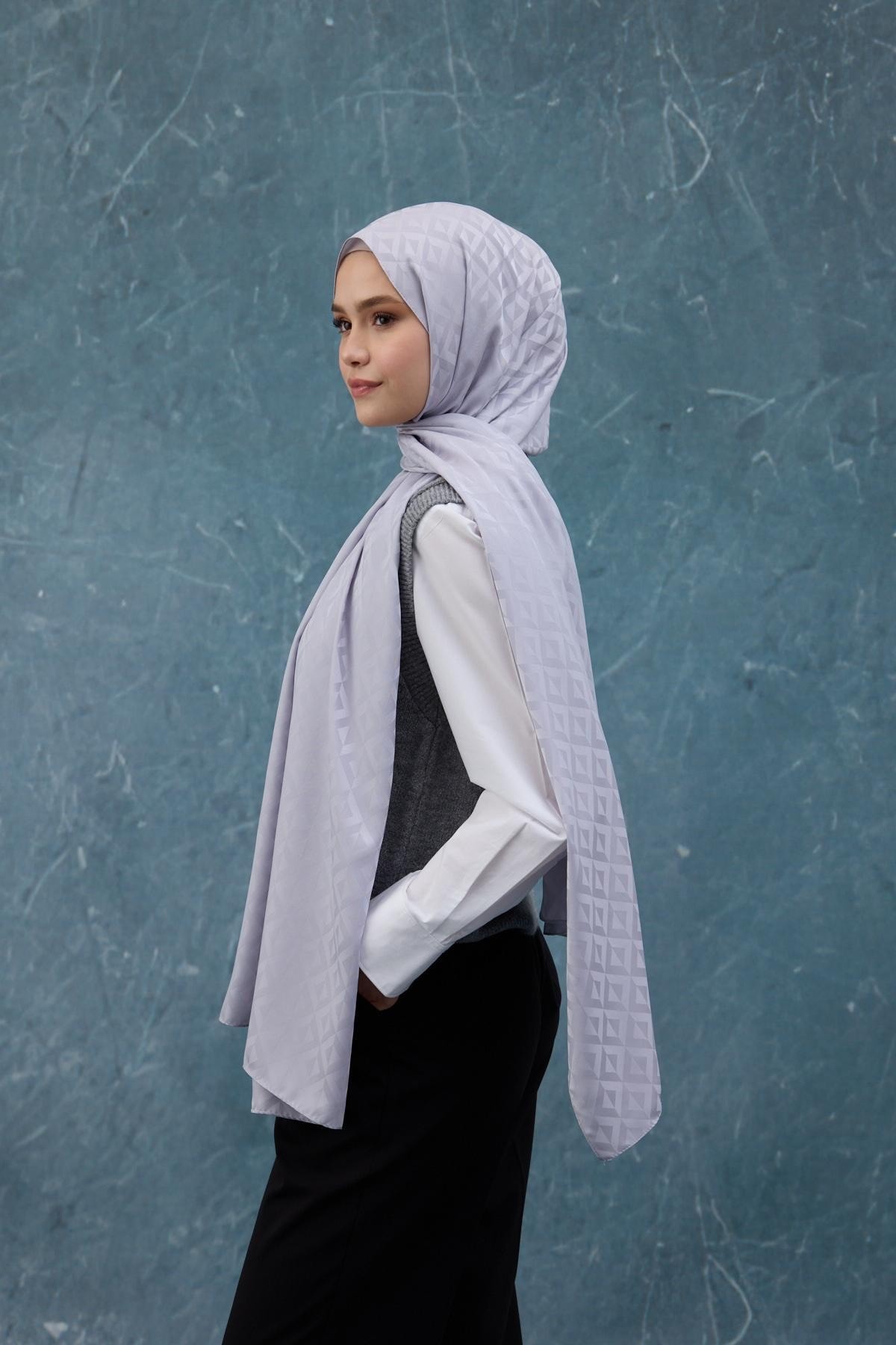 Fall Winter İpeksi Jakar Şal Gümüş 9019-09