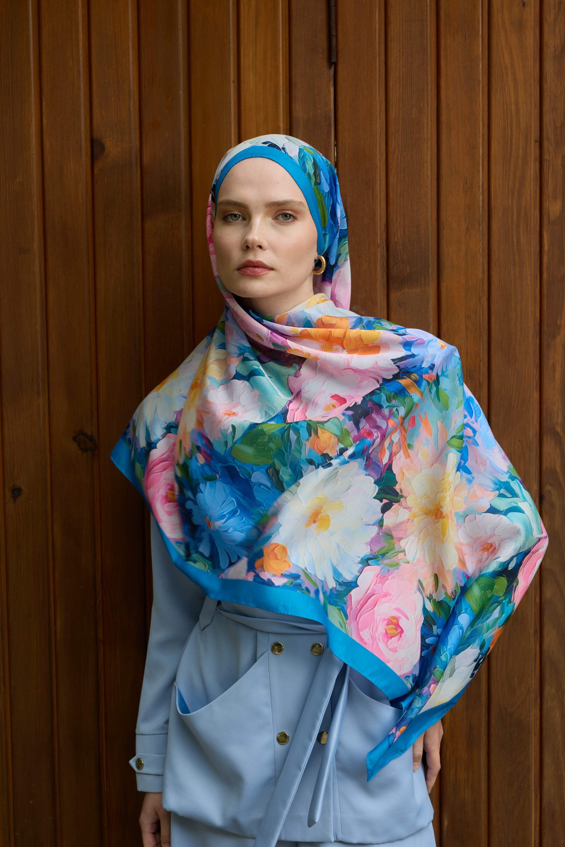 Winter Bloom Soft Şal 3069-10099 - Gökyüzü Mavi