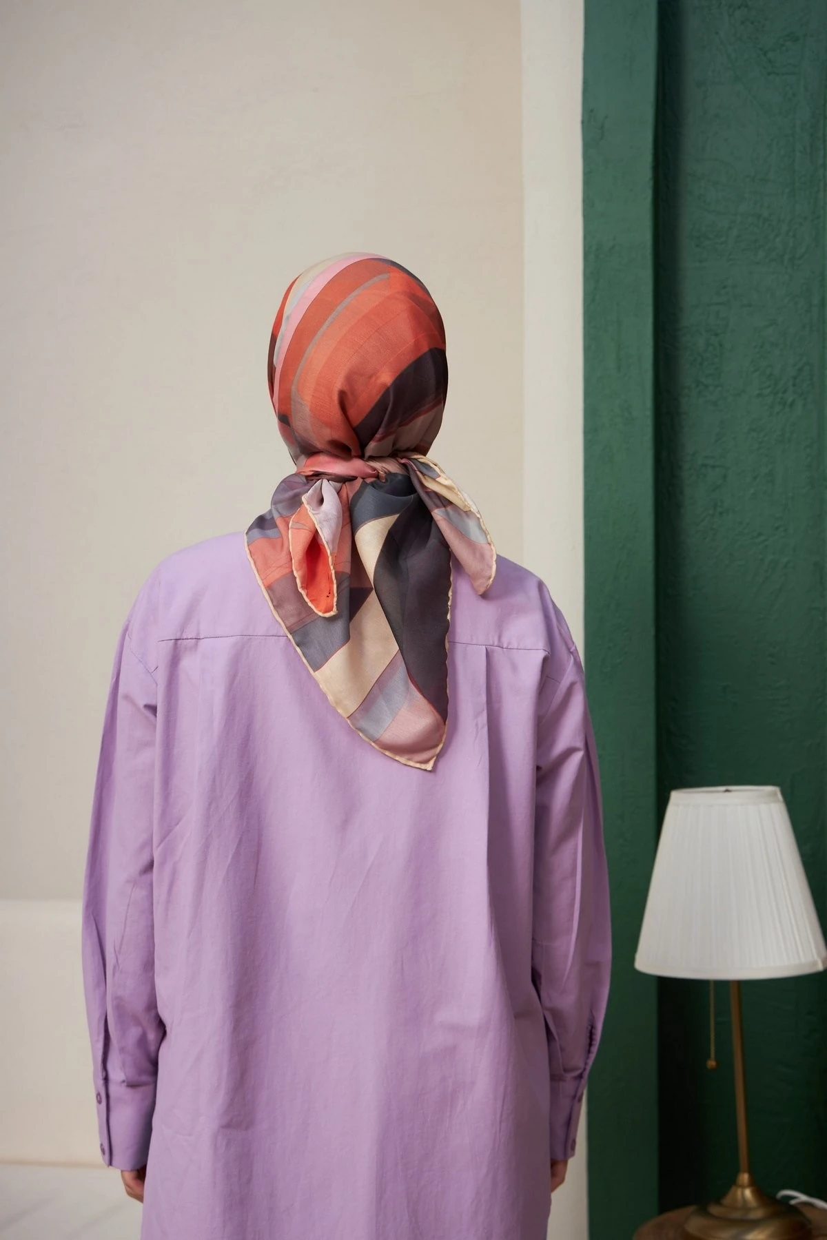 Geometrik Bakır Pamuk Viskon Eşarp