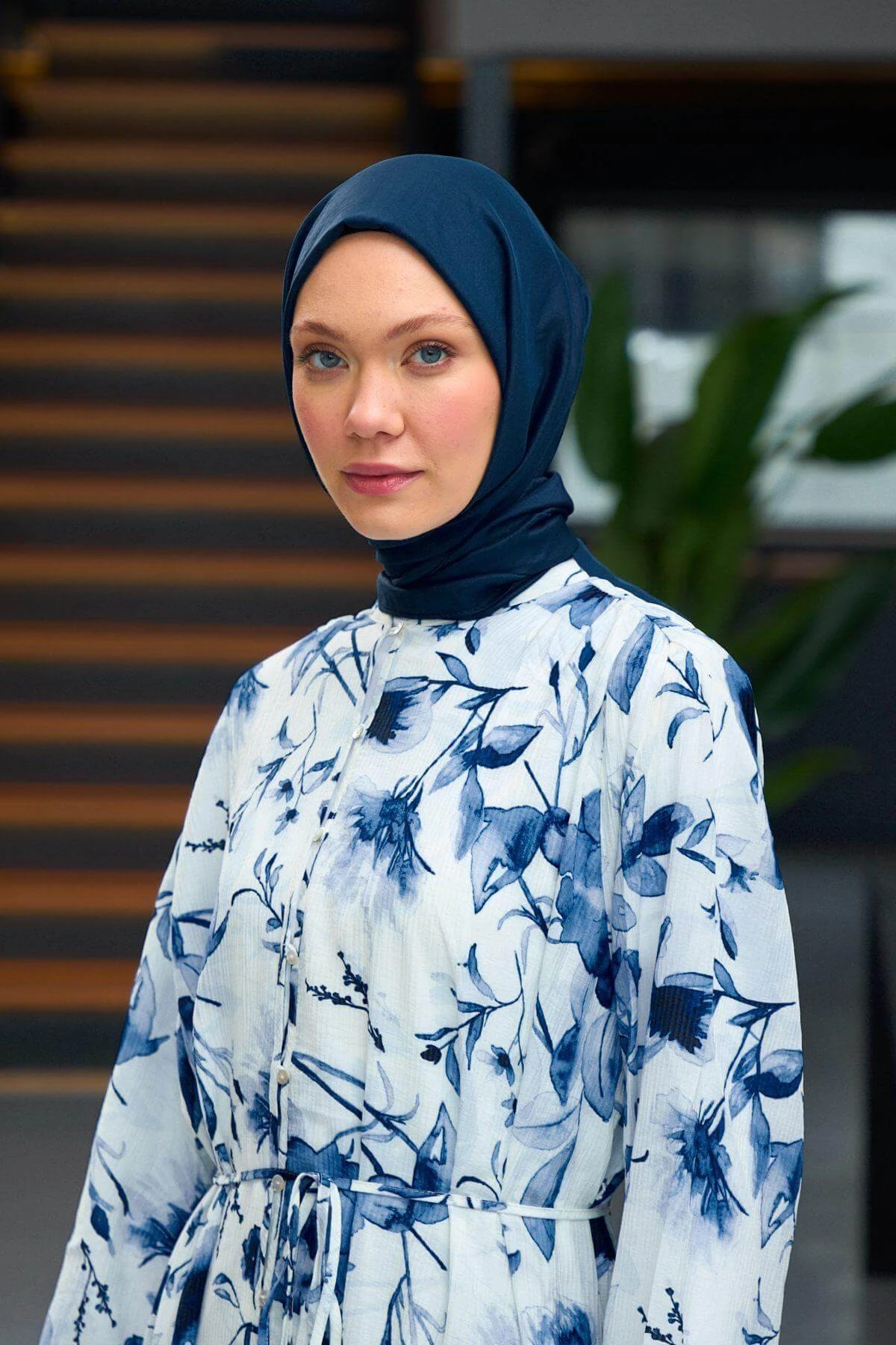 Düz Desen Vual Şal Gece Mavisi Vual İpek Şal - 9800-02