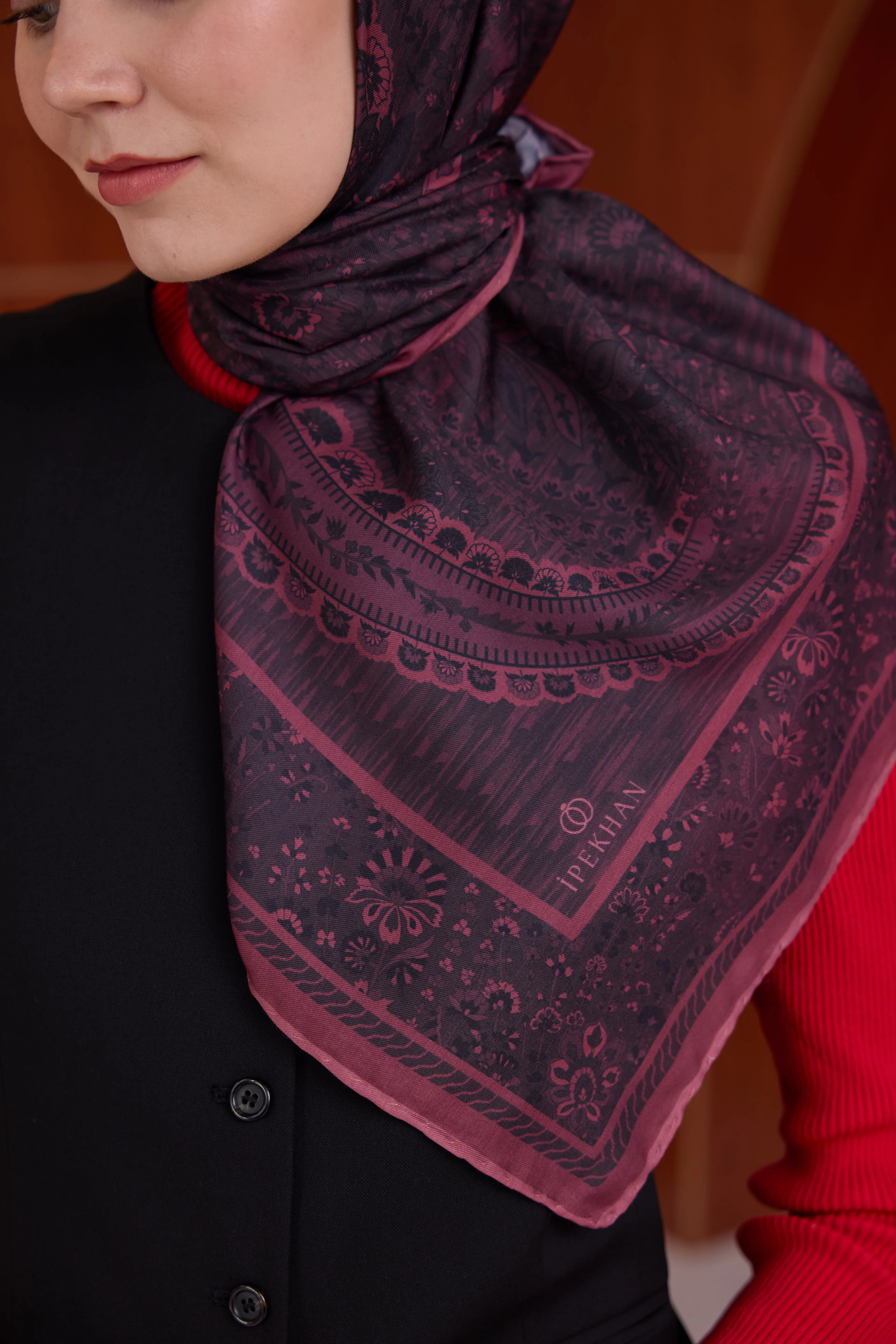 Winter Bloom Soft Eşarp 1242 - Vişne