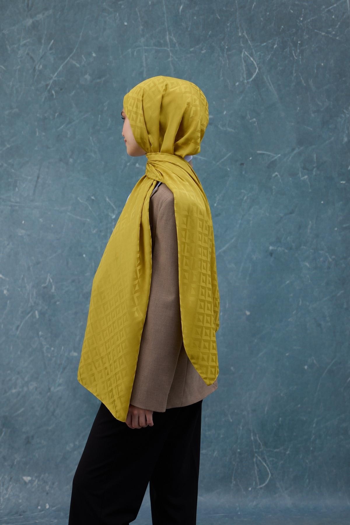 Fall Winter İpeksi Jakar Şal Yağ Yeşili 9019-04