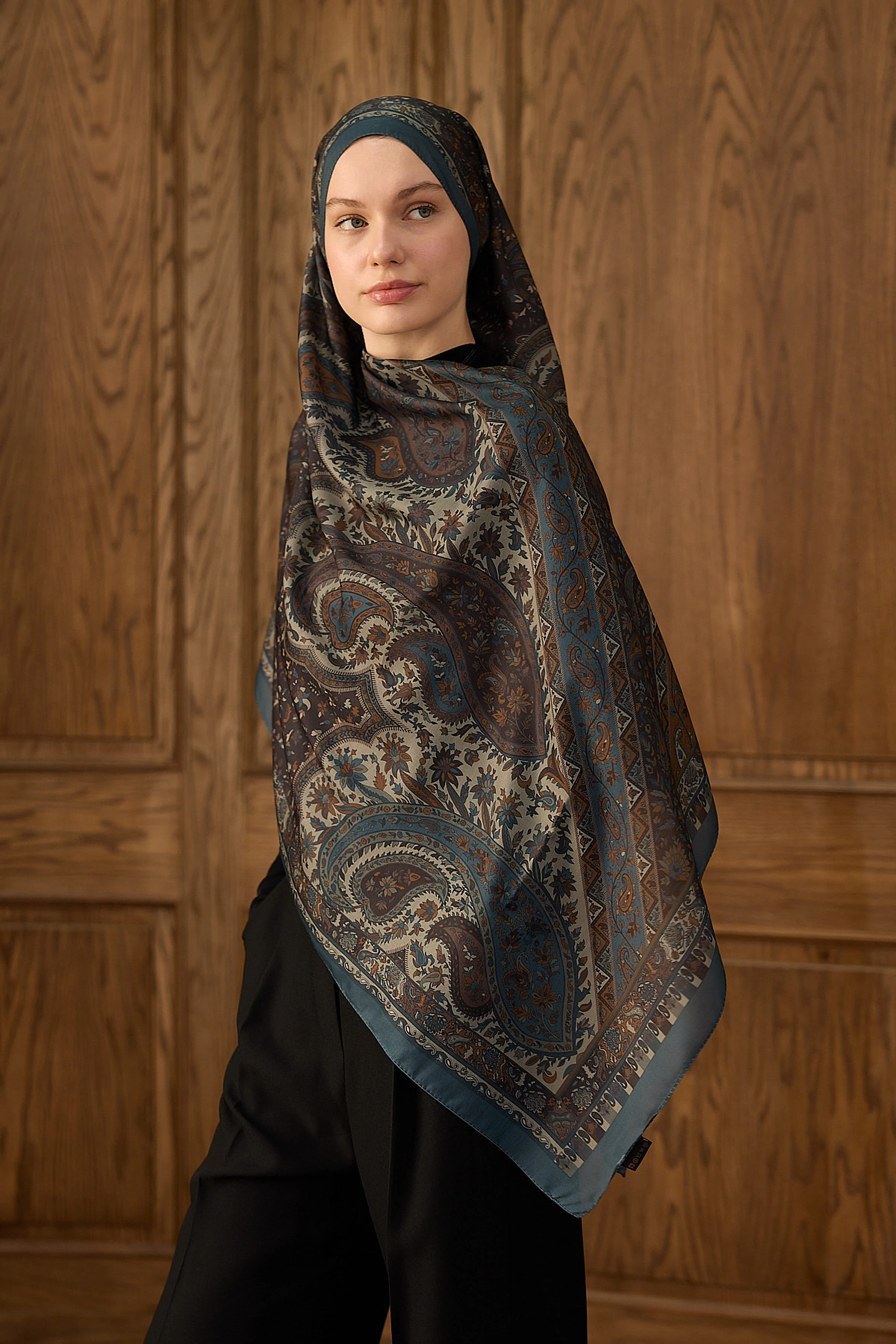 Winter Bloom Soft Şal 3070 - Petrol Mavi