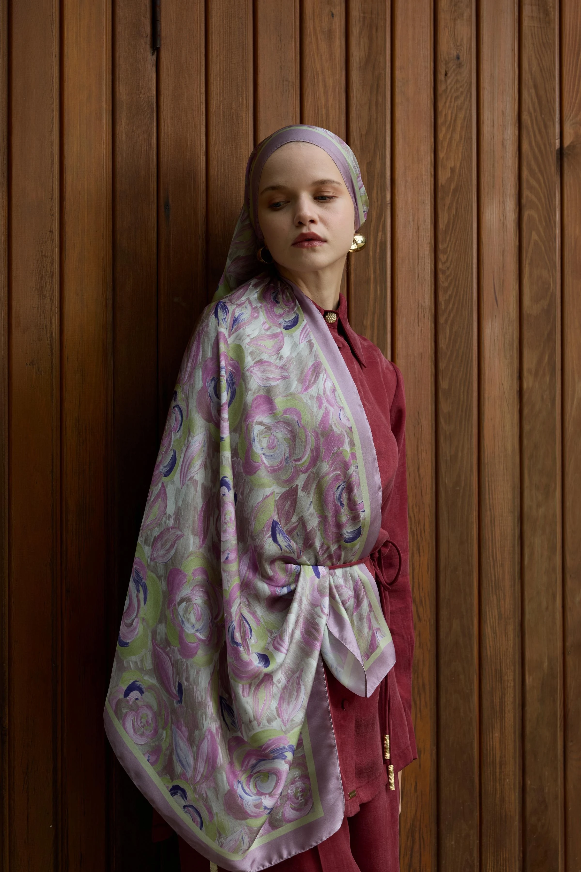 Winter Bloom Hint İpek Şal 5014 - Pembe