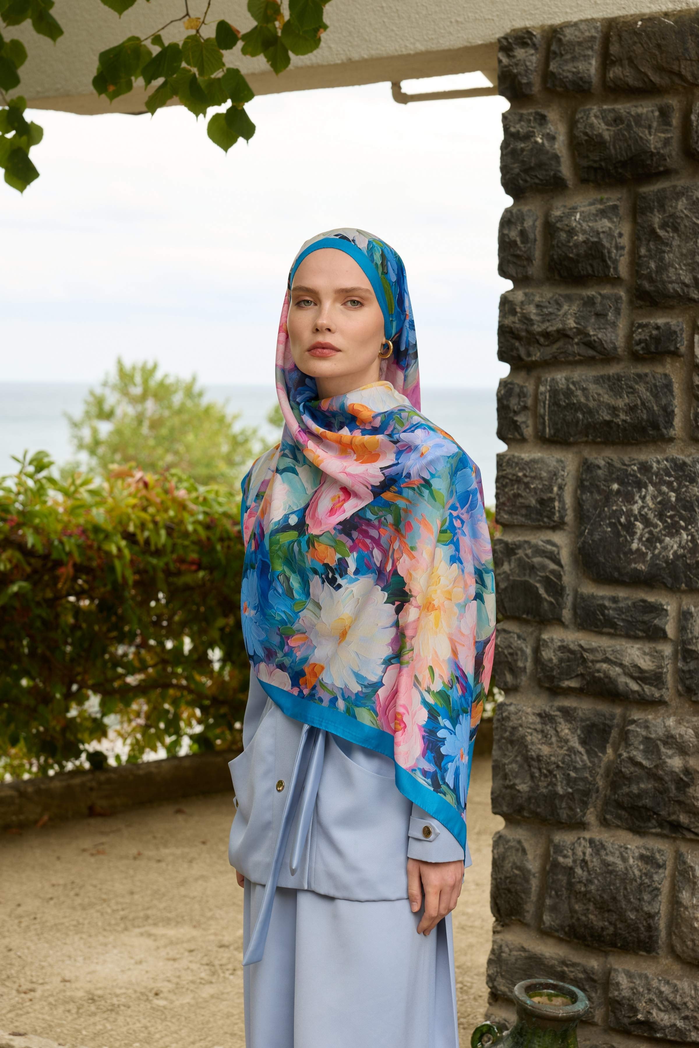 Winter Bloom Soft Şal 3069-10099 - Gökyüzü Mavi