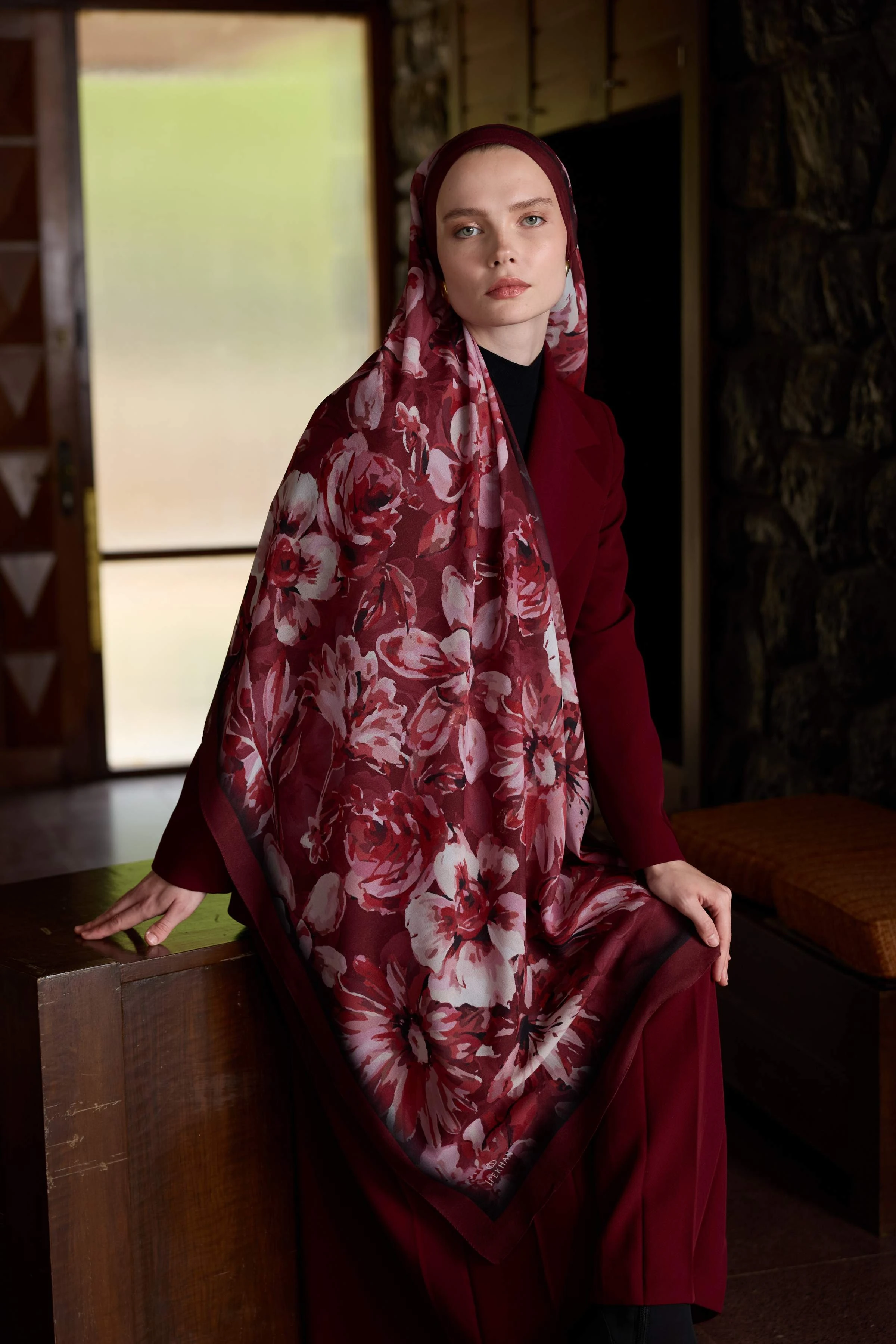 Winter Bloom Qupra Şal 30001 - Bordo