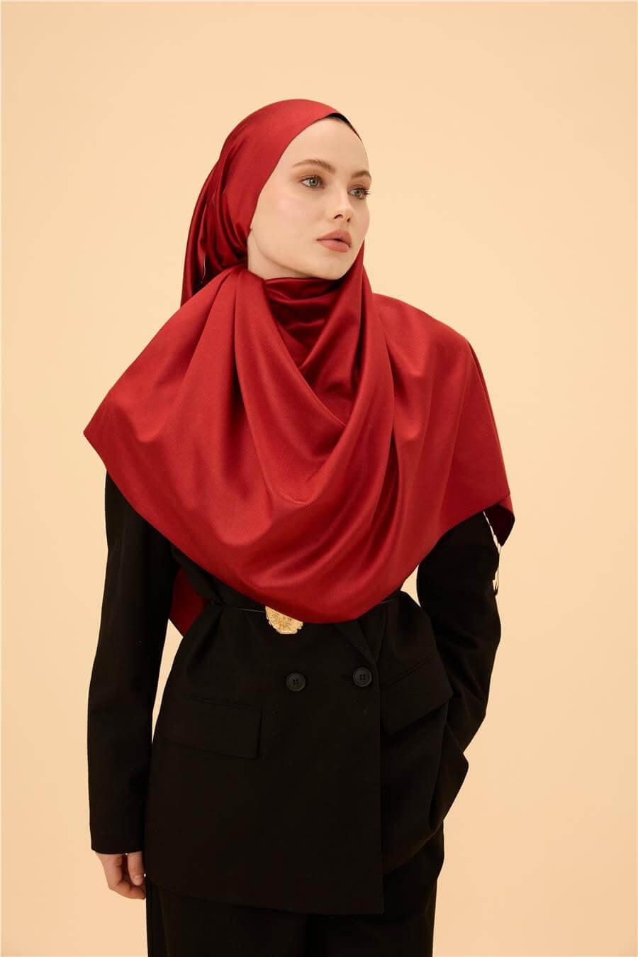 Osmanlı Kırmızı Düz Çift Taraflı İpek Şal Modeli