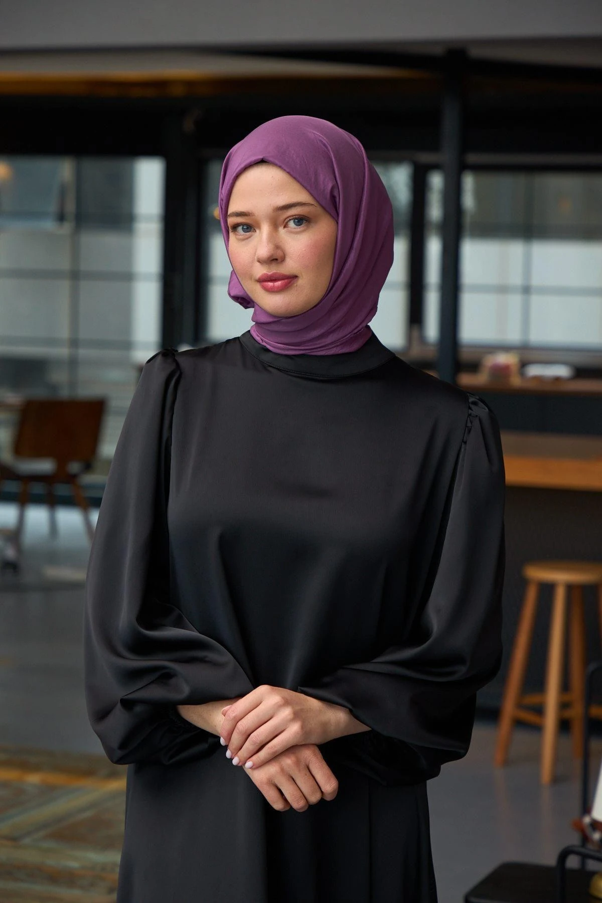 Düz Desen Vual Şal Orkide Vual İpek Şal - 9800-43