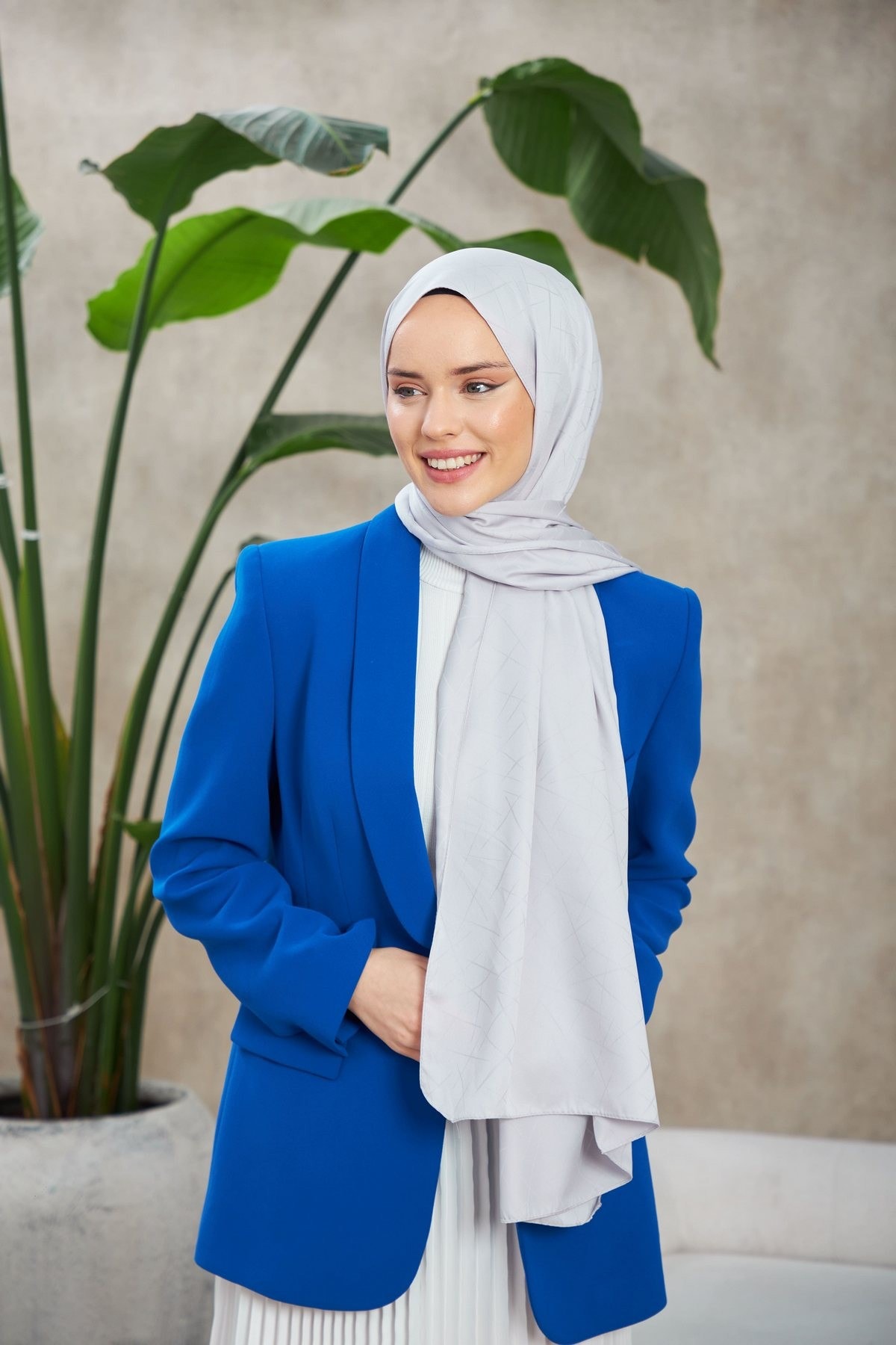 Line Leola Desen İpeksi Jakar Şal Gri 9009-07