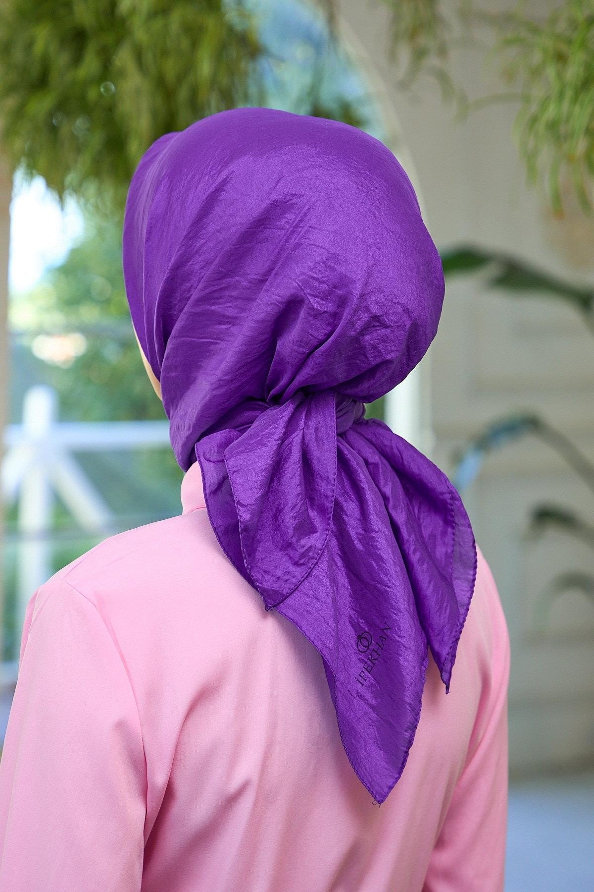 Düz Desen Vual Eşarp Mor Vual İpek Eşarp - 10100-01