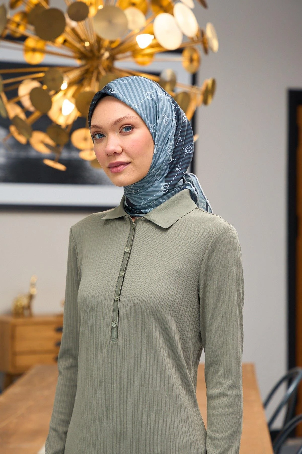 Harmony Collection Soft Eşarp Gri Lacivert 1176-08