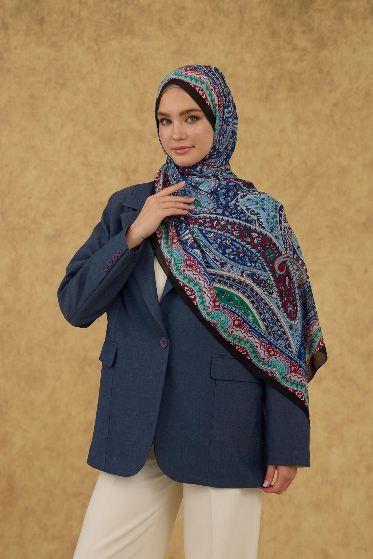 İpekhan Soft Şal Siyah Mavi 3053-16