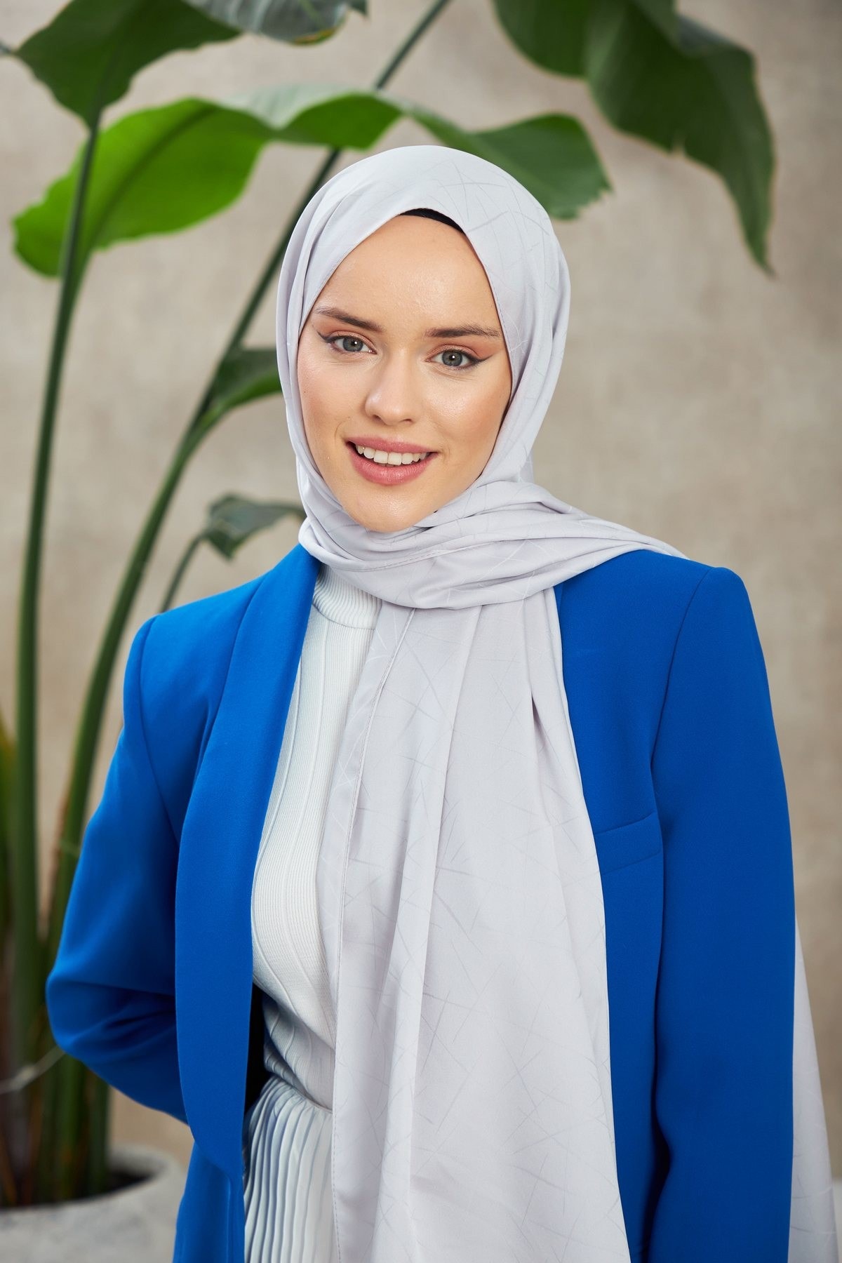 Line Leola Desen İpeksi Jakar Şal Gri 9009-07