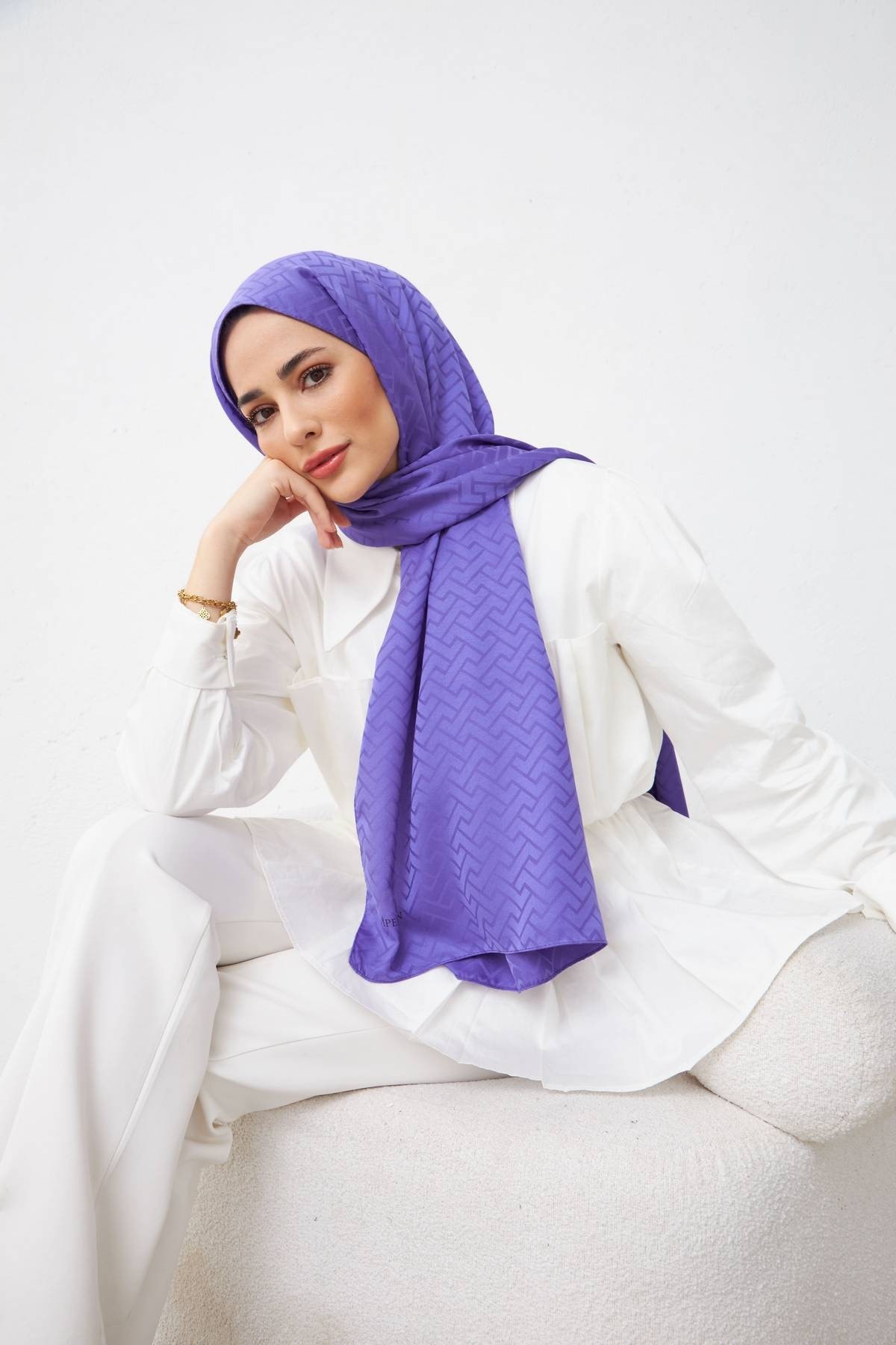 Lego Desen İpeksi Jakar Şal Mor 9004-06