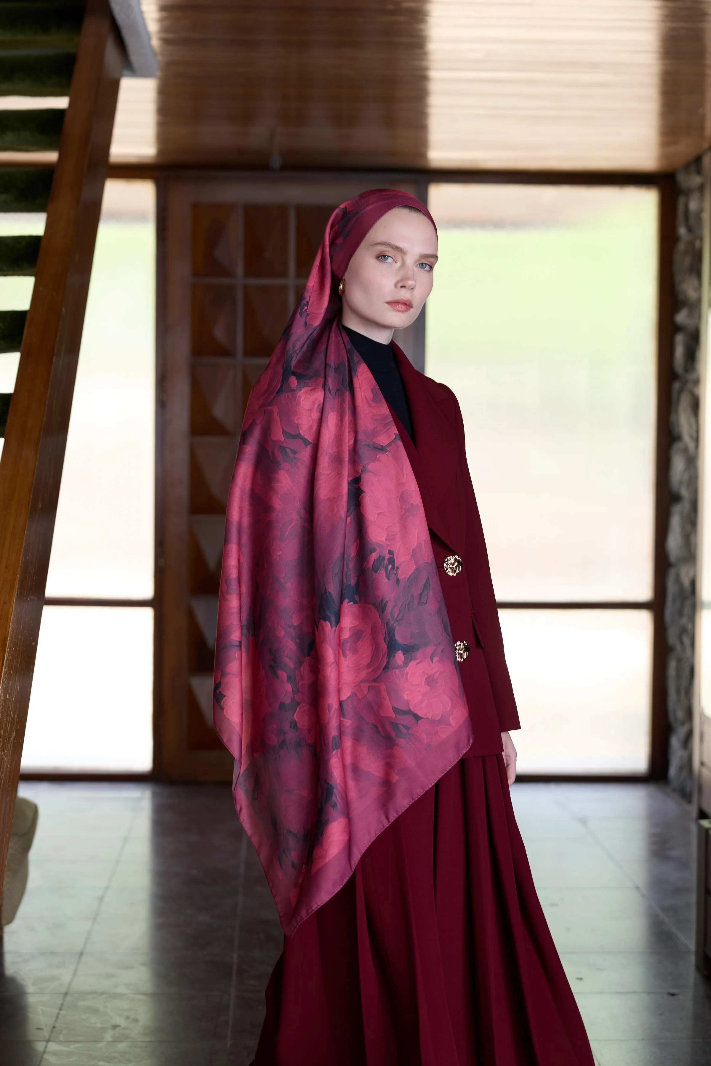 Winter Bloom Soft Şal 3069-10099 - Bordo