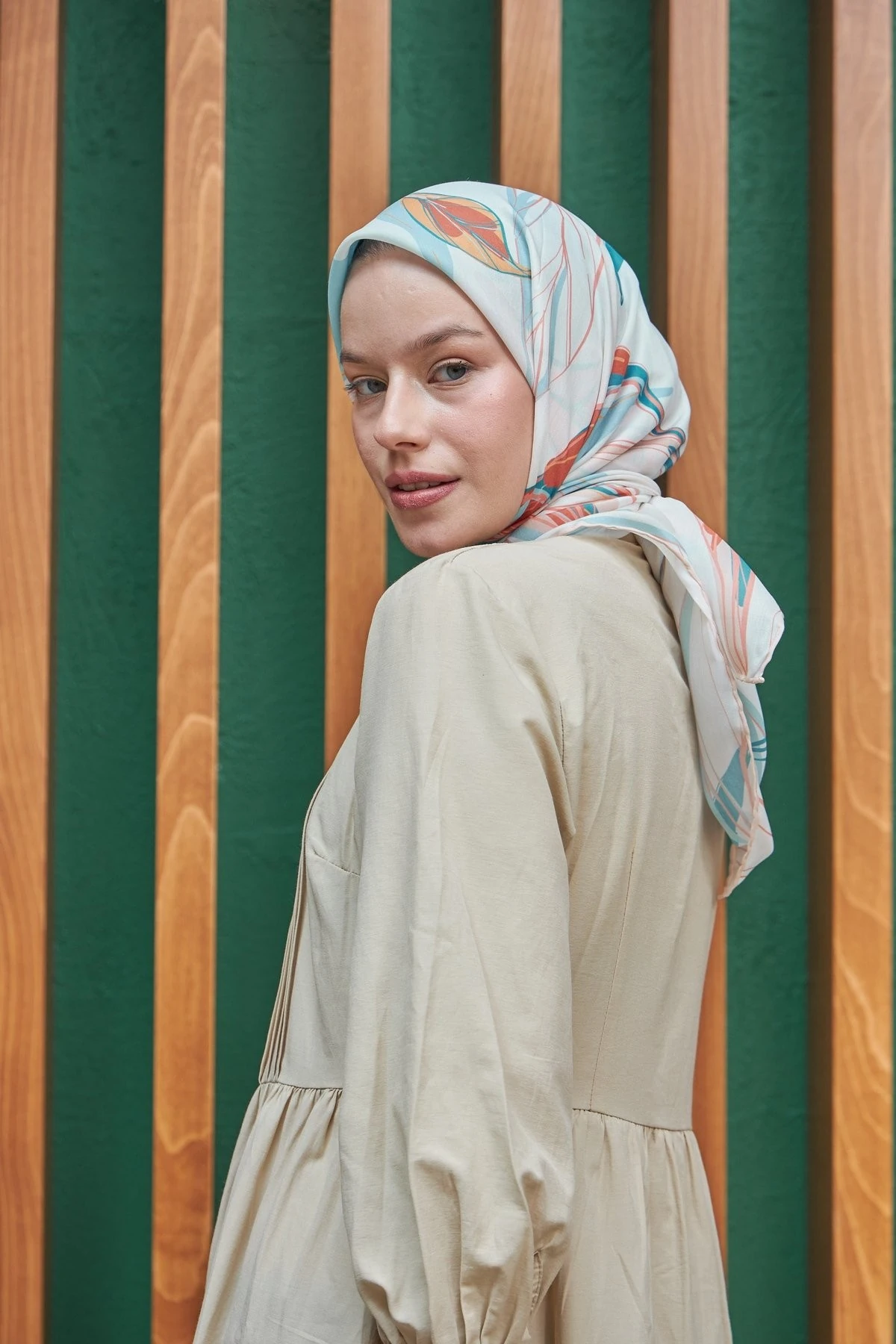 Lotus Petrol Yeşili Pamuk Viskon Eşarp