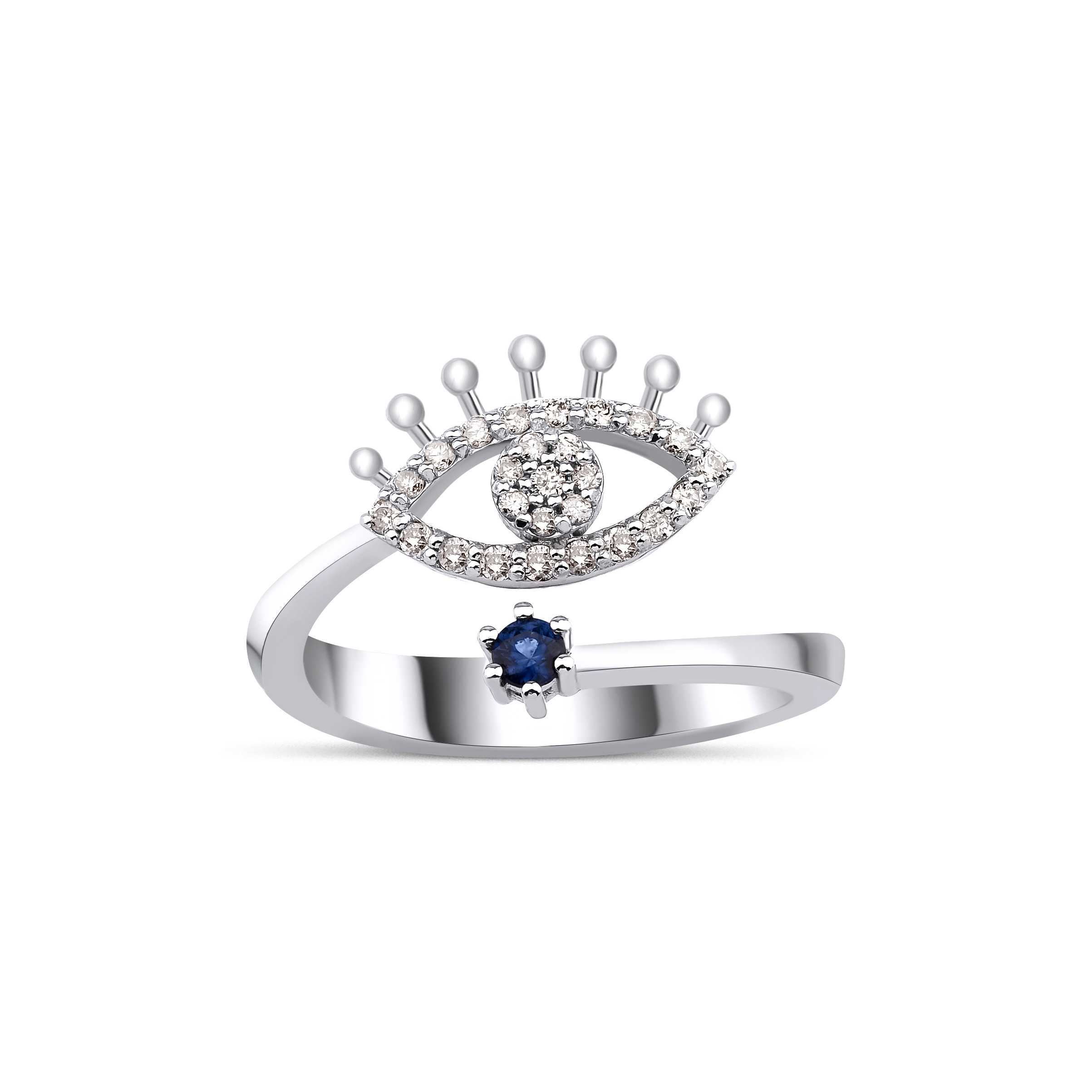 0,20 Karat Pırlanta 0,05 Karat Safir Yüzük