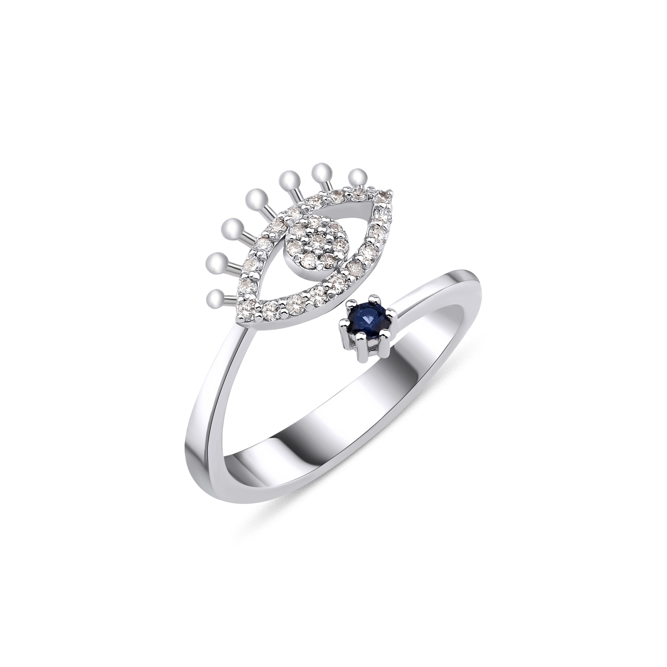 0,20 Karat Pırlanta 0,05 Karat Safir Yüzük