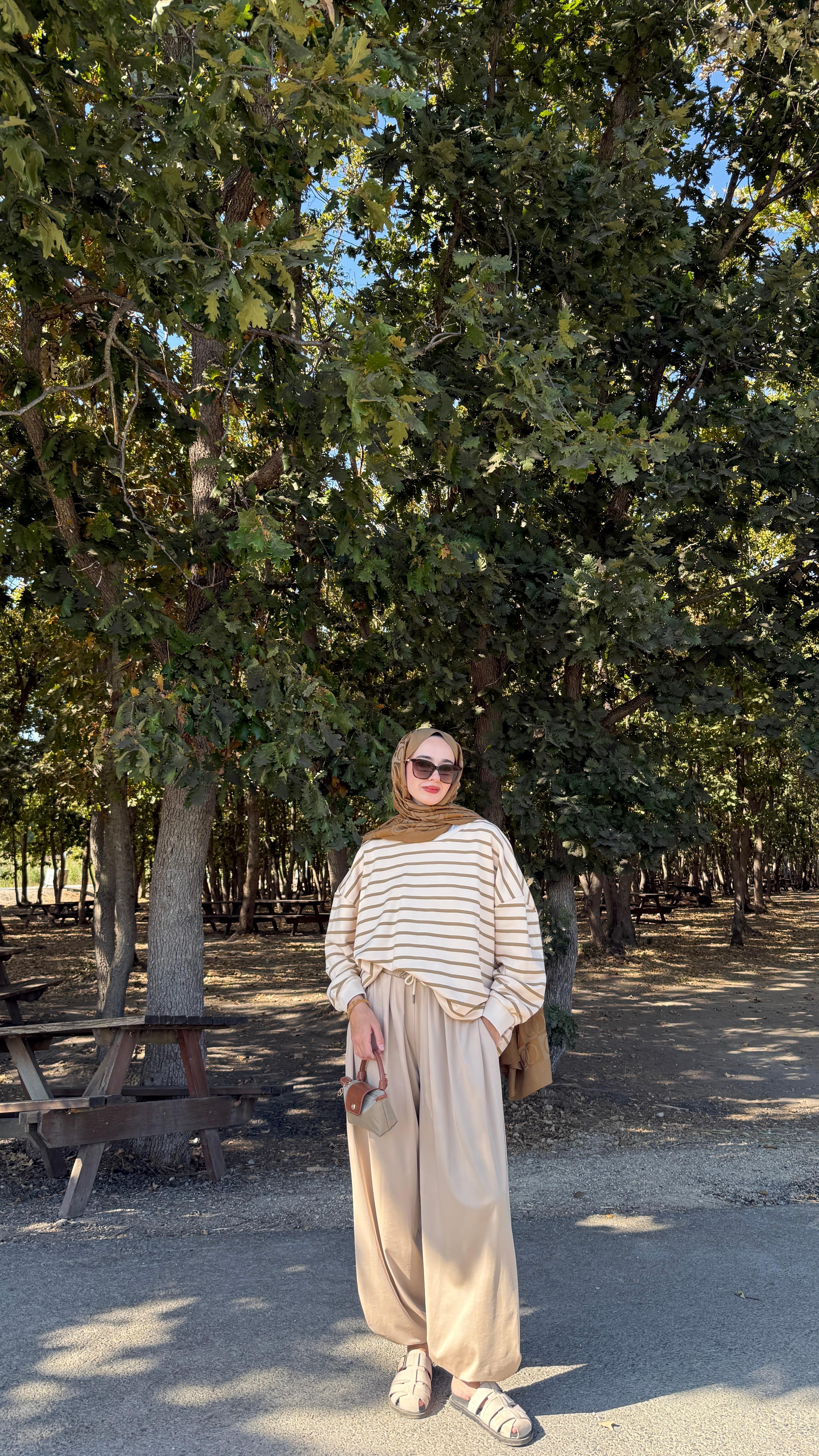 Çizgili Oversize Sweat