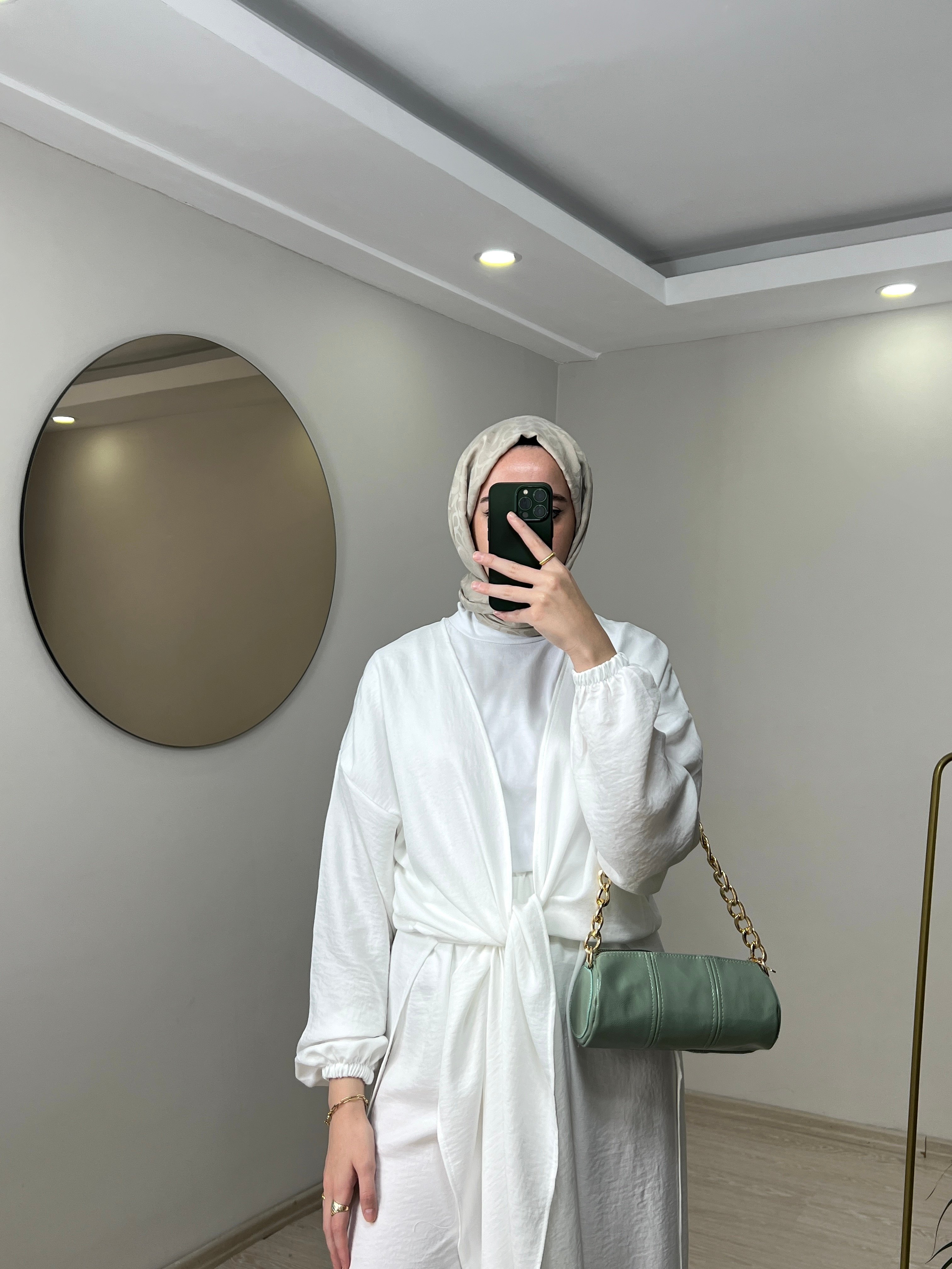 Bağlamalı Kimono Takım - Beyaz