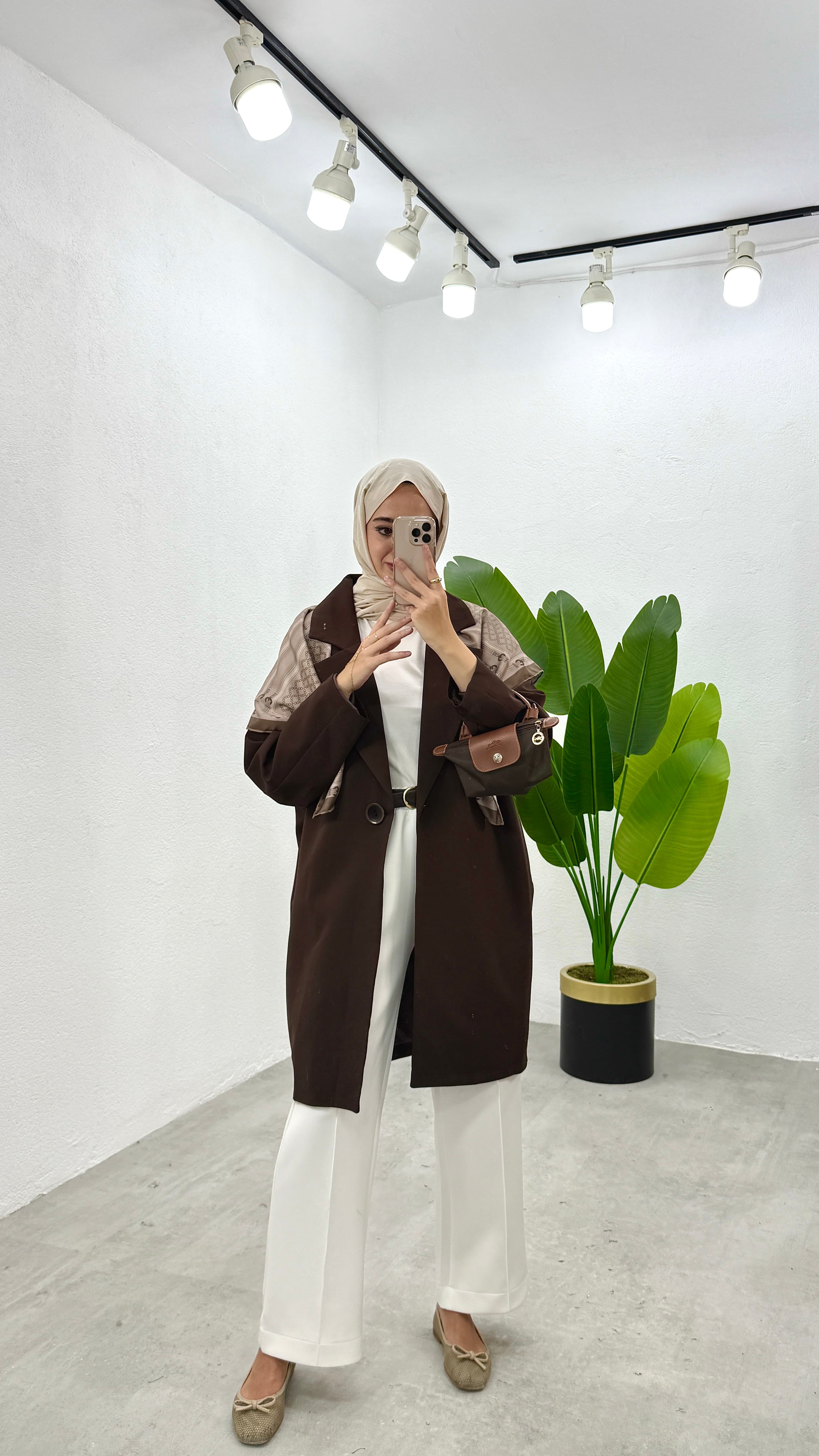 Uzun Blazer Ceket - Kahve