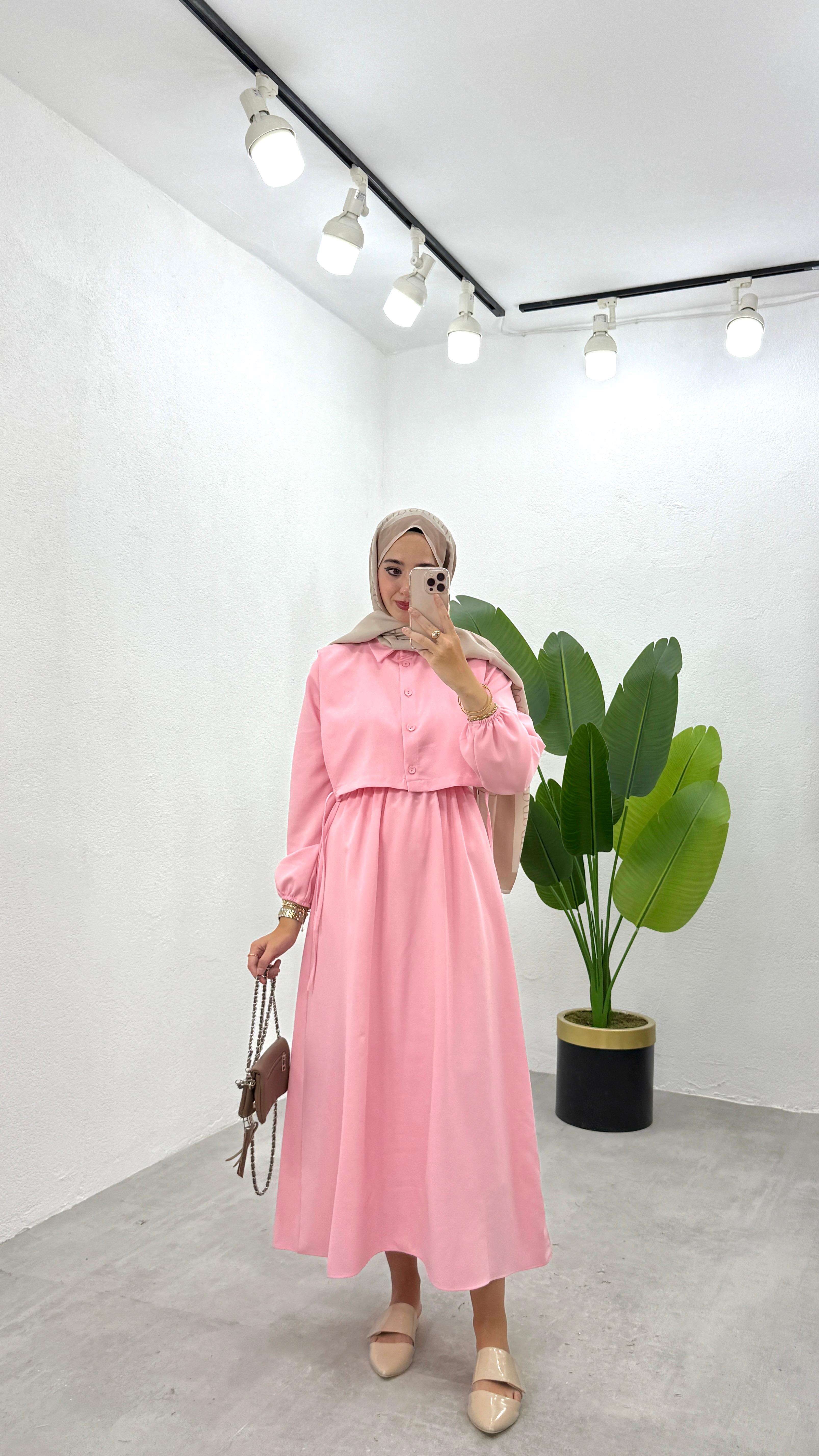 İkili Bolero Elbise - Pembe