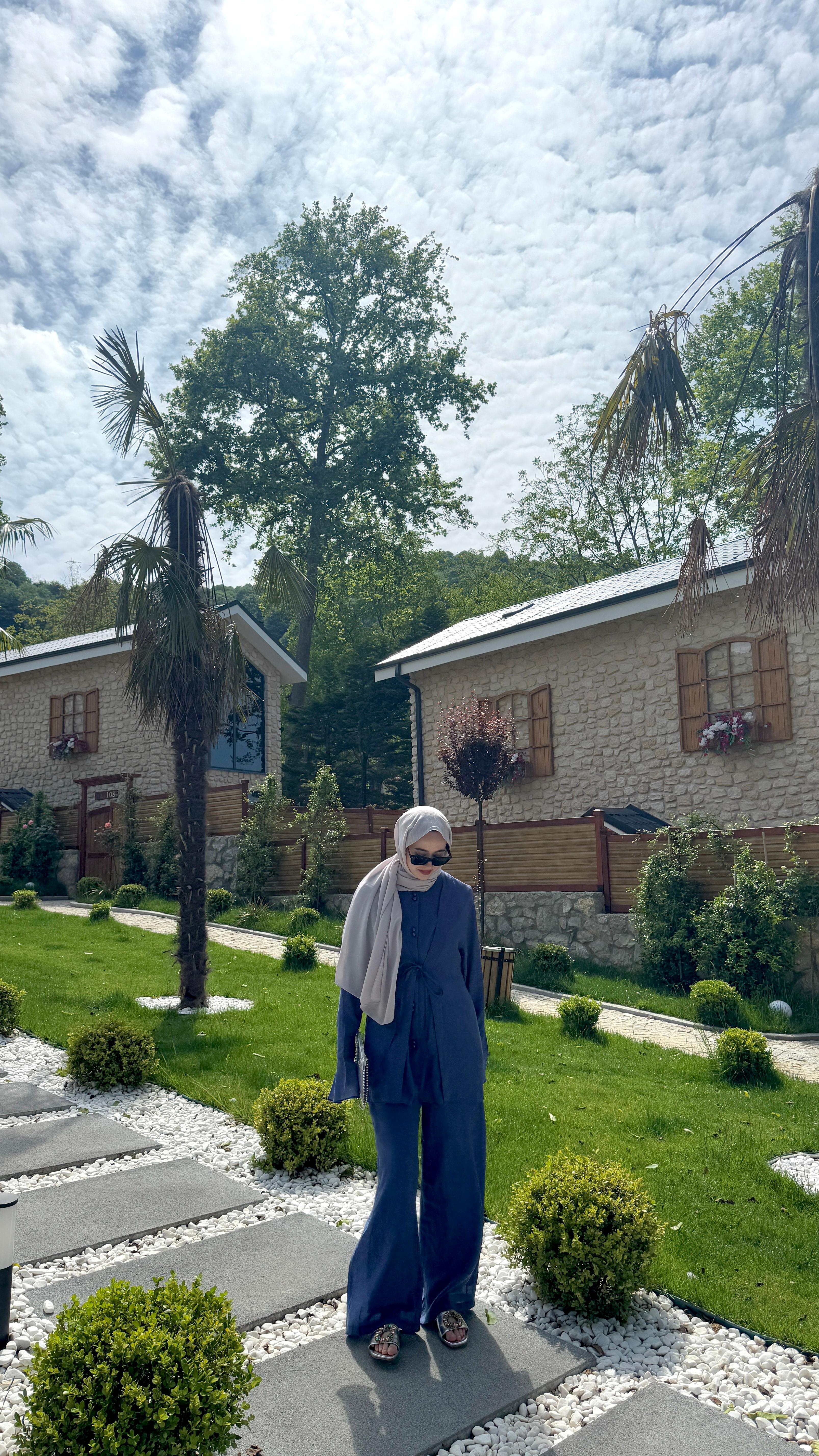 Moli Pamuk Vual Pantolonlu Takım