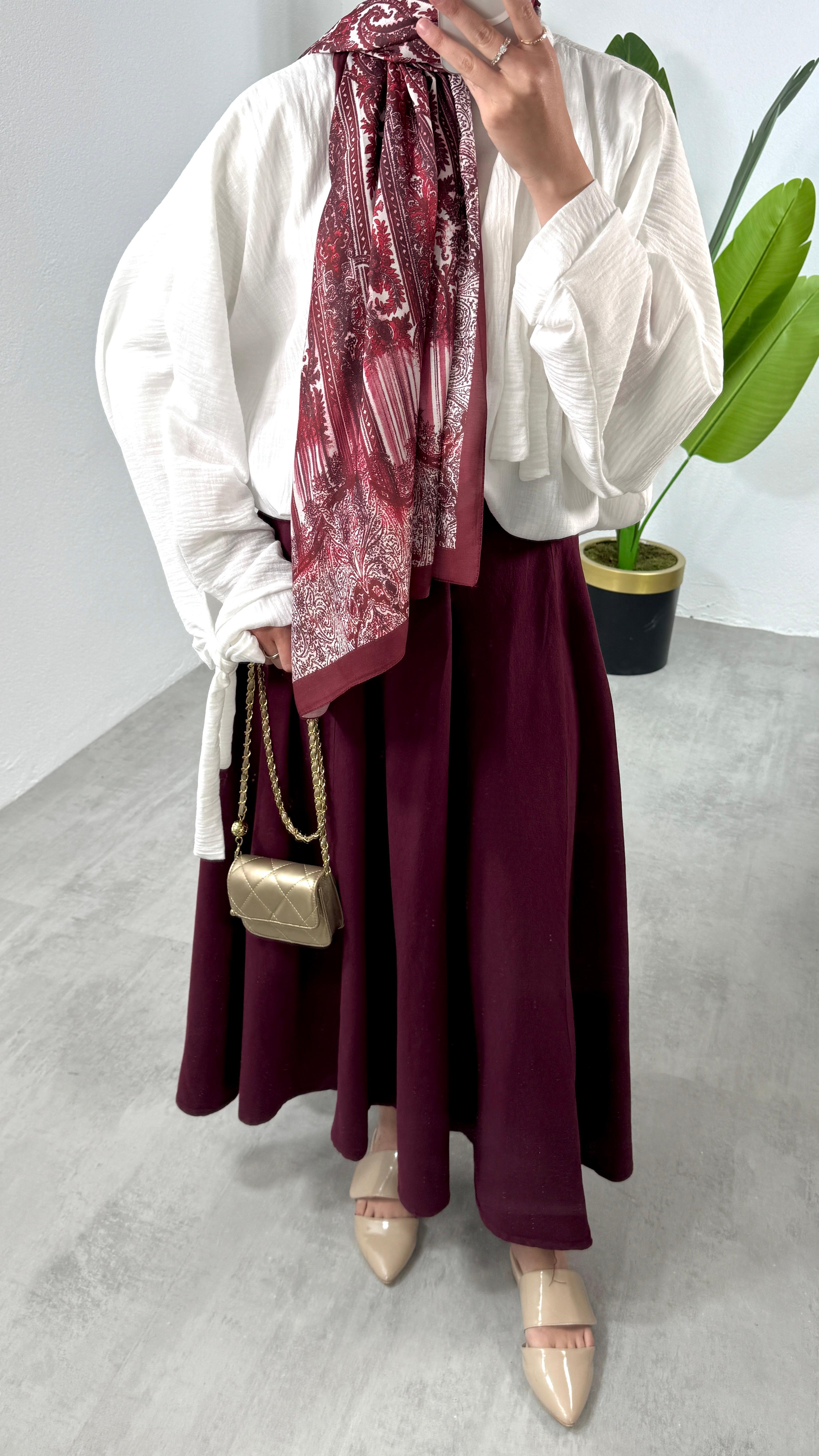 Desenli Şal - BORDO 5007