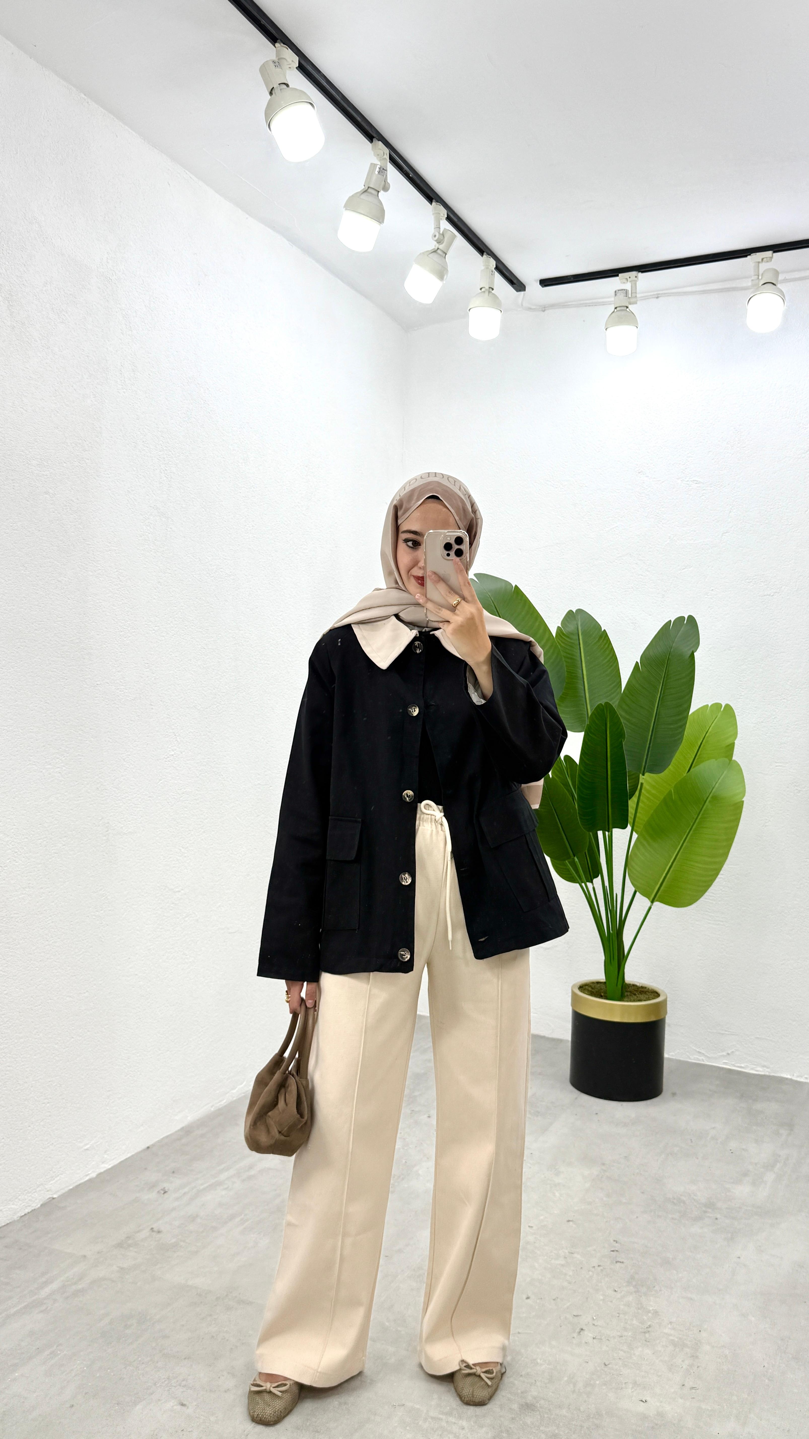 Gabardin Parka Ceket - Siyah