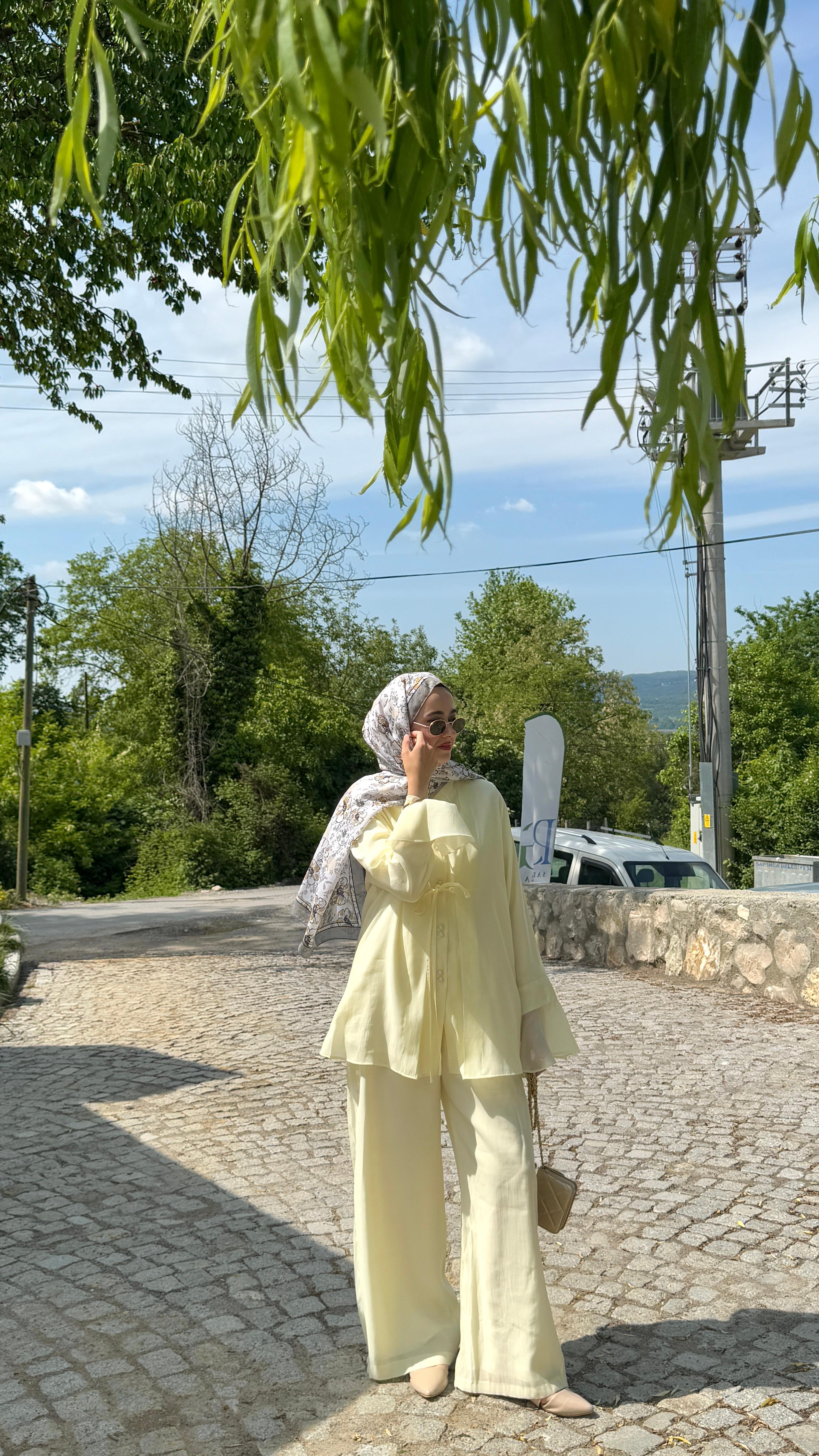 Moli Pamuk Vual Pantolonlu Takım