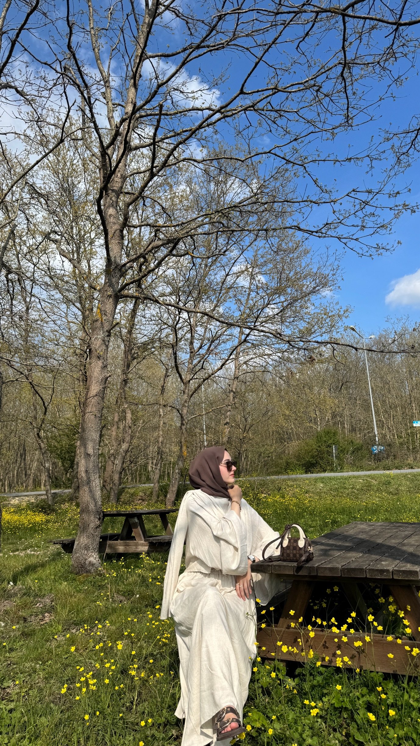 Pelerin Etekli Keten Takım