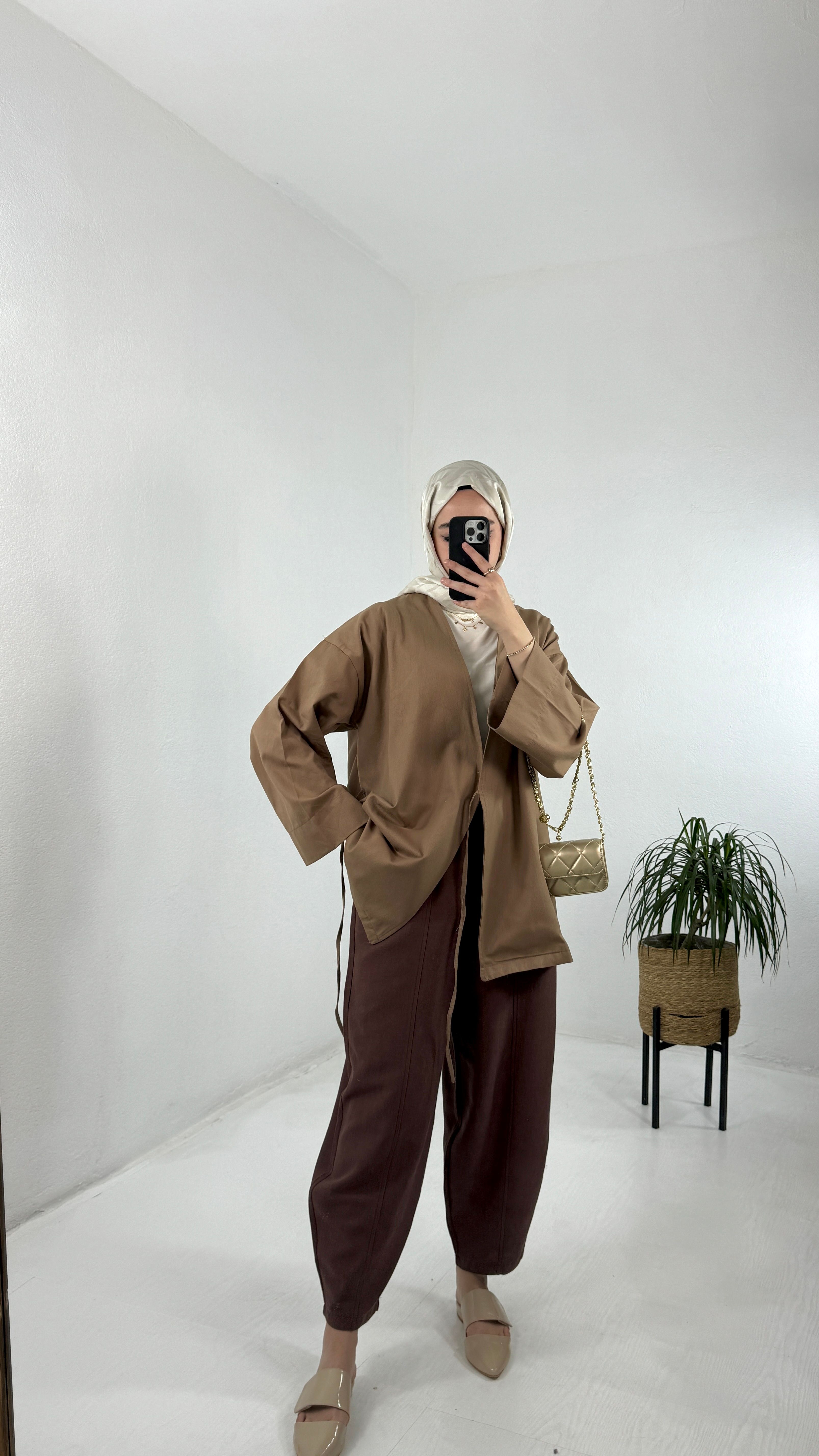 Gabardin Kimono - Vizon