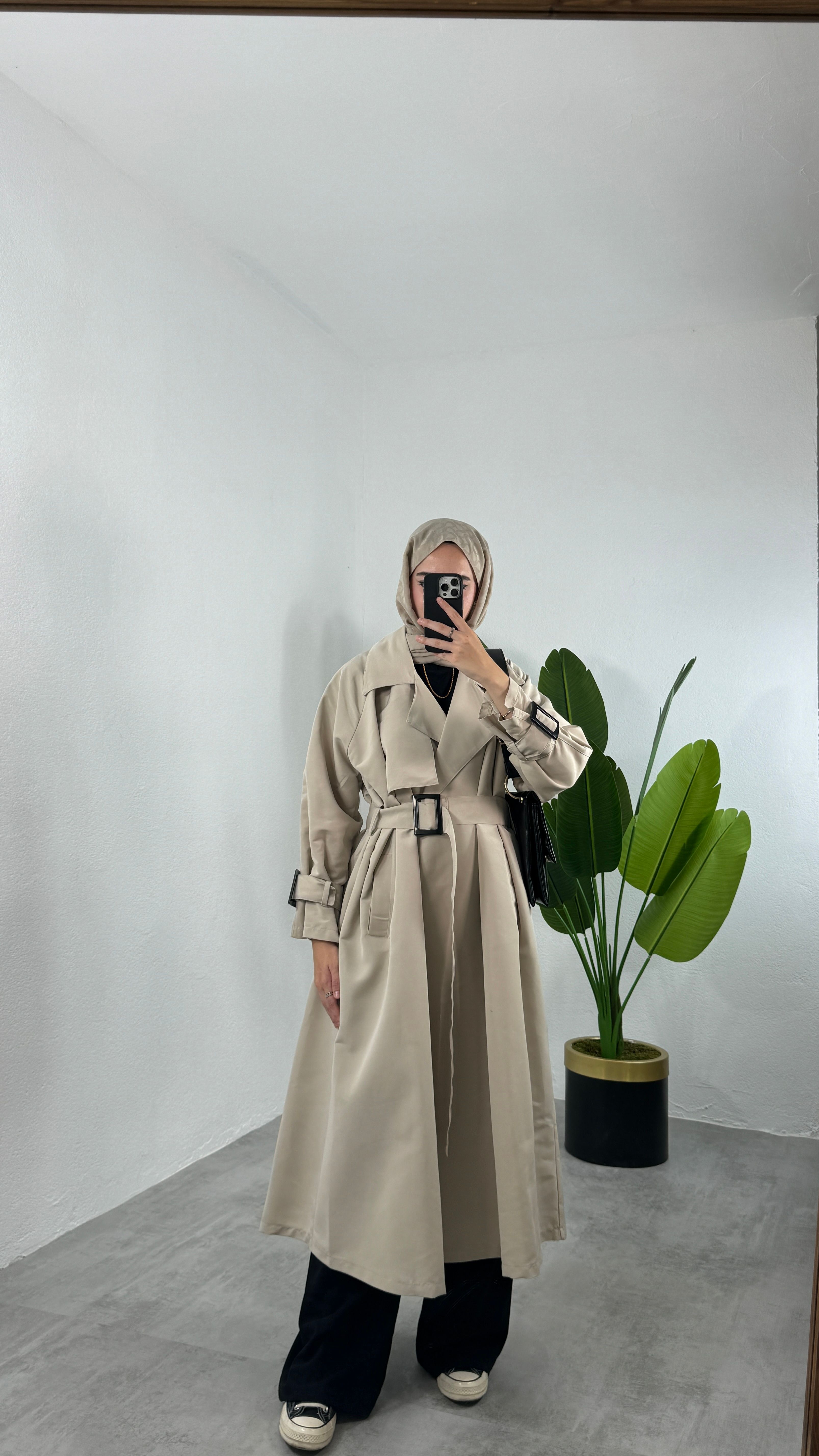 Oversize Trençkot - Taş
