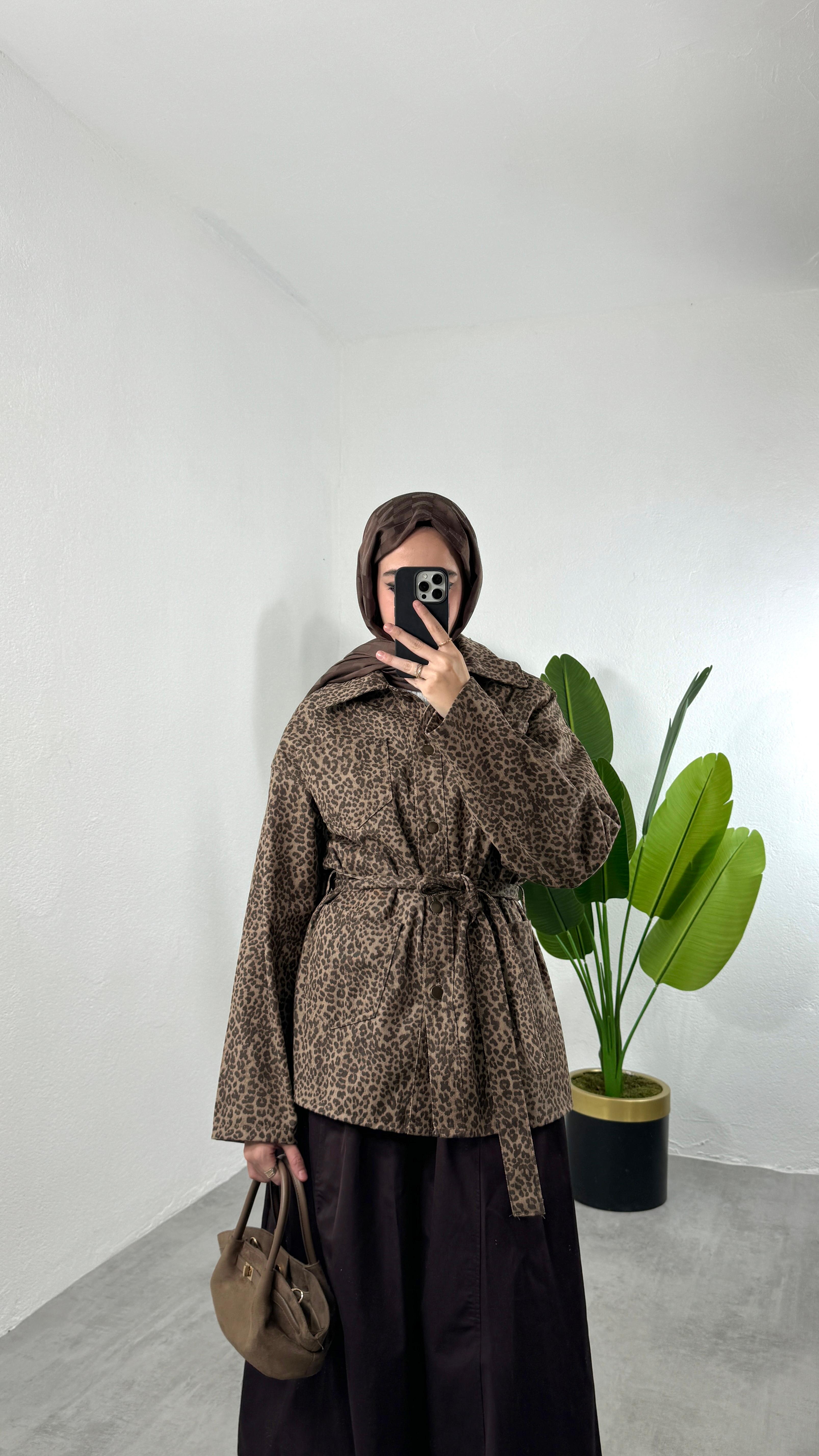 Leopar Denim Ceket