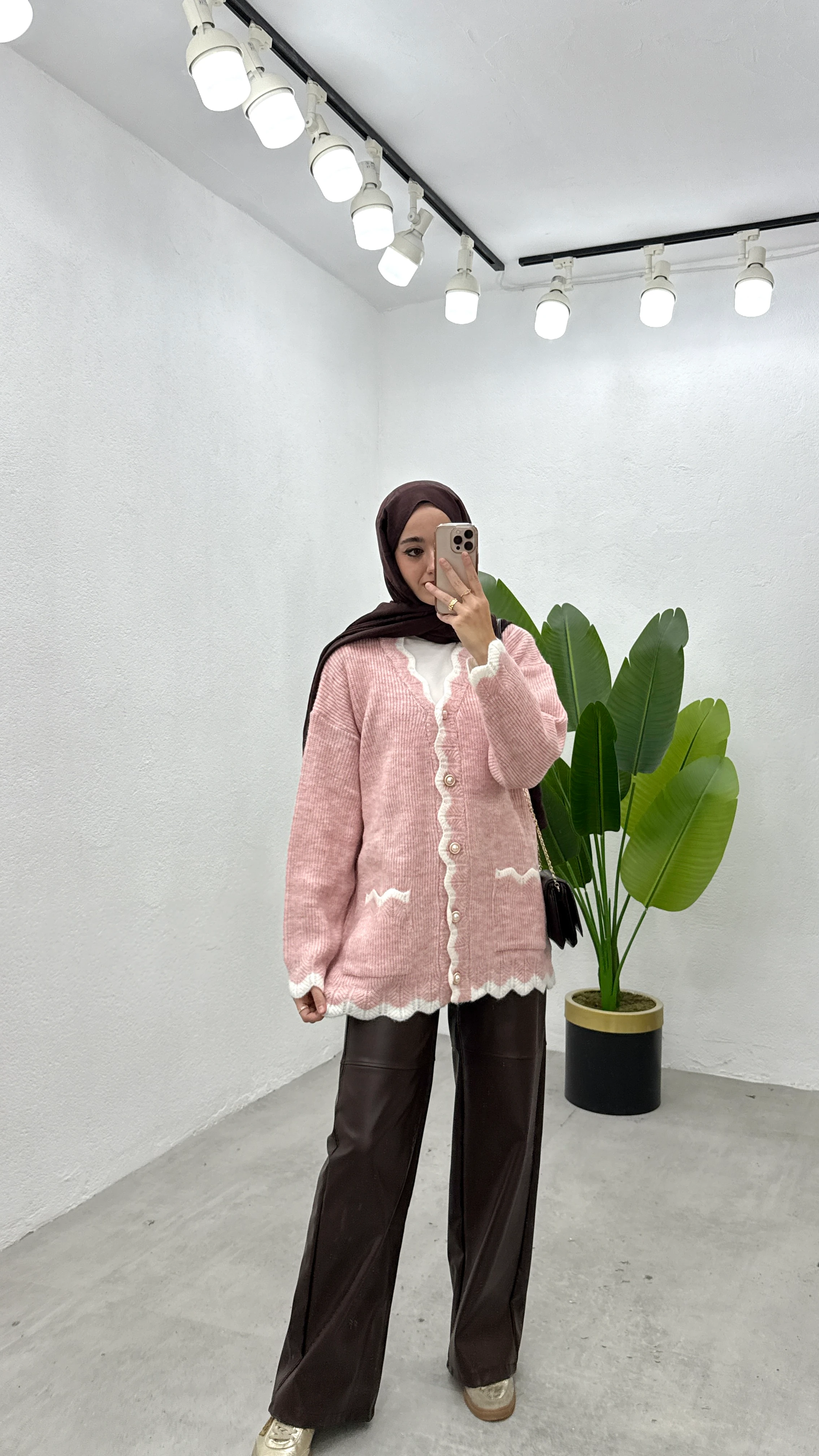 Çift Renk Hırka - Pembe