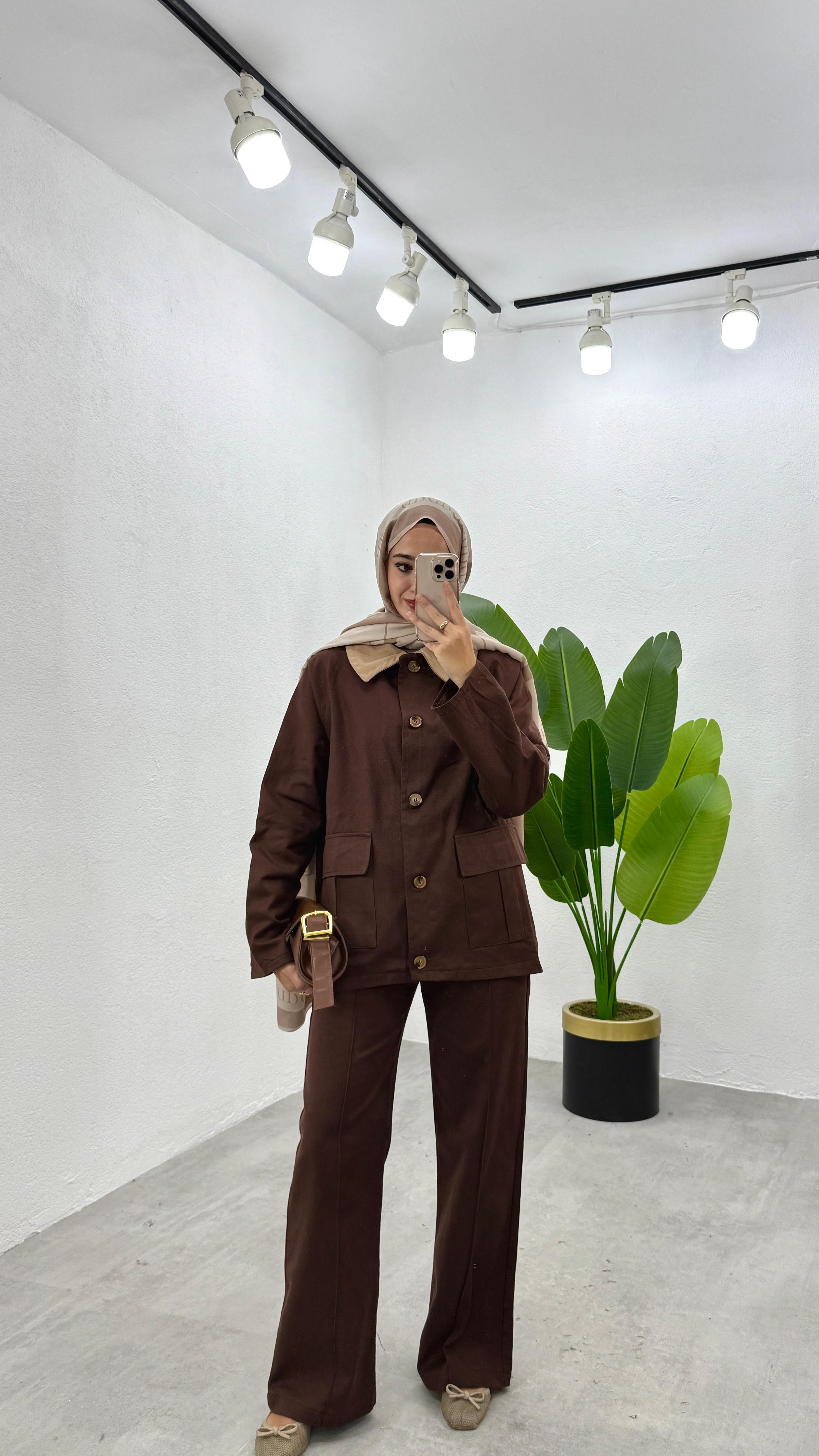 Gabardin Parka Ceket - Kahve