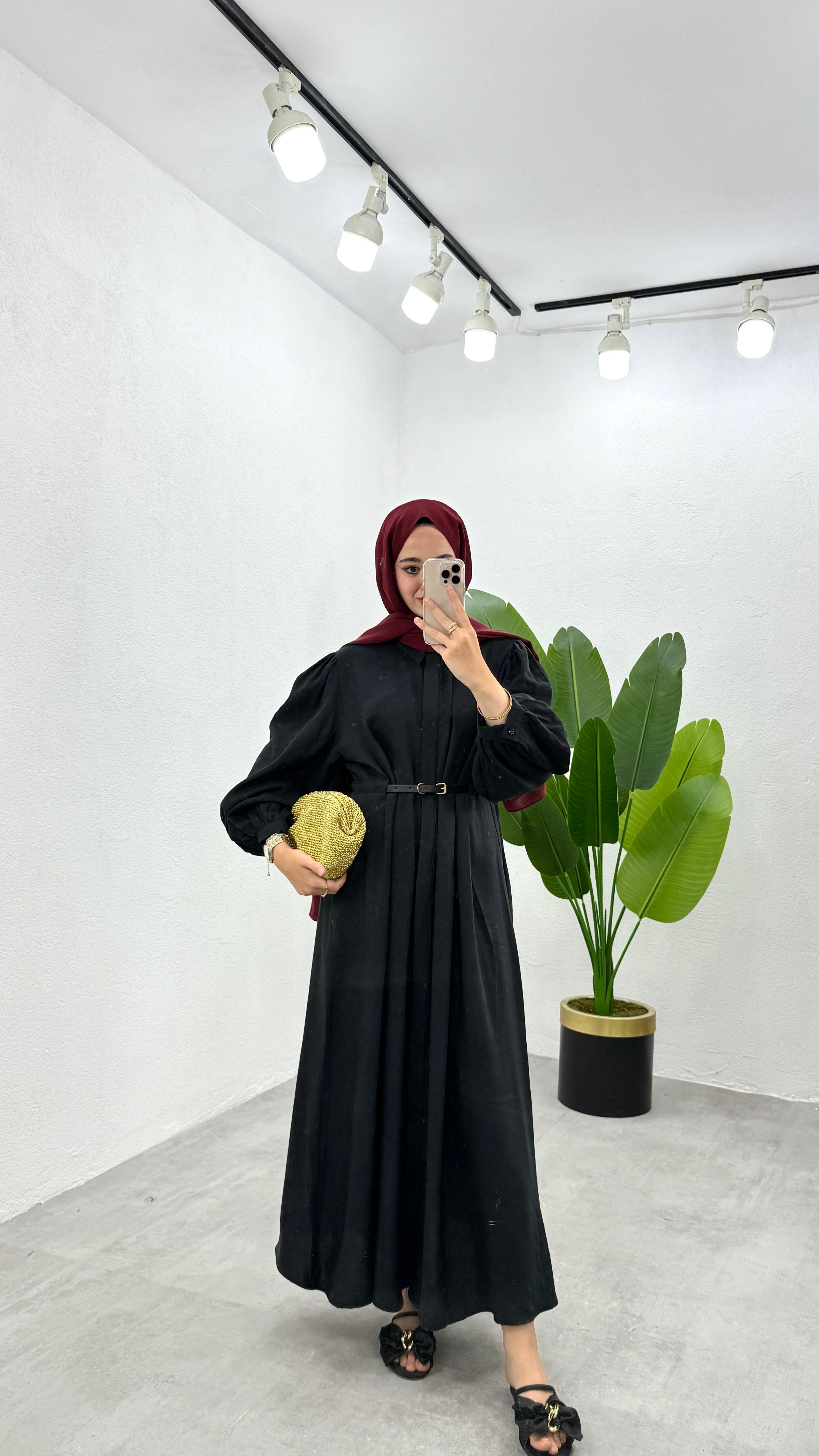 Kemerli LiLi Elbise - Siyah