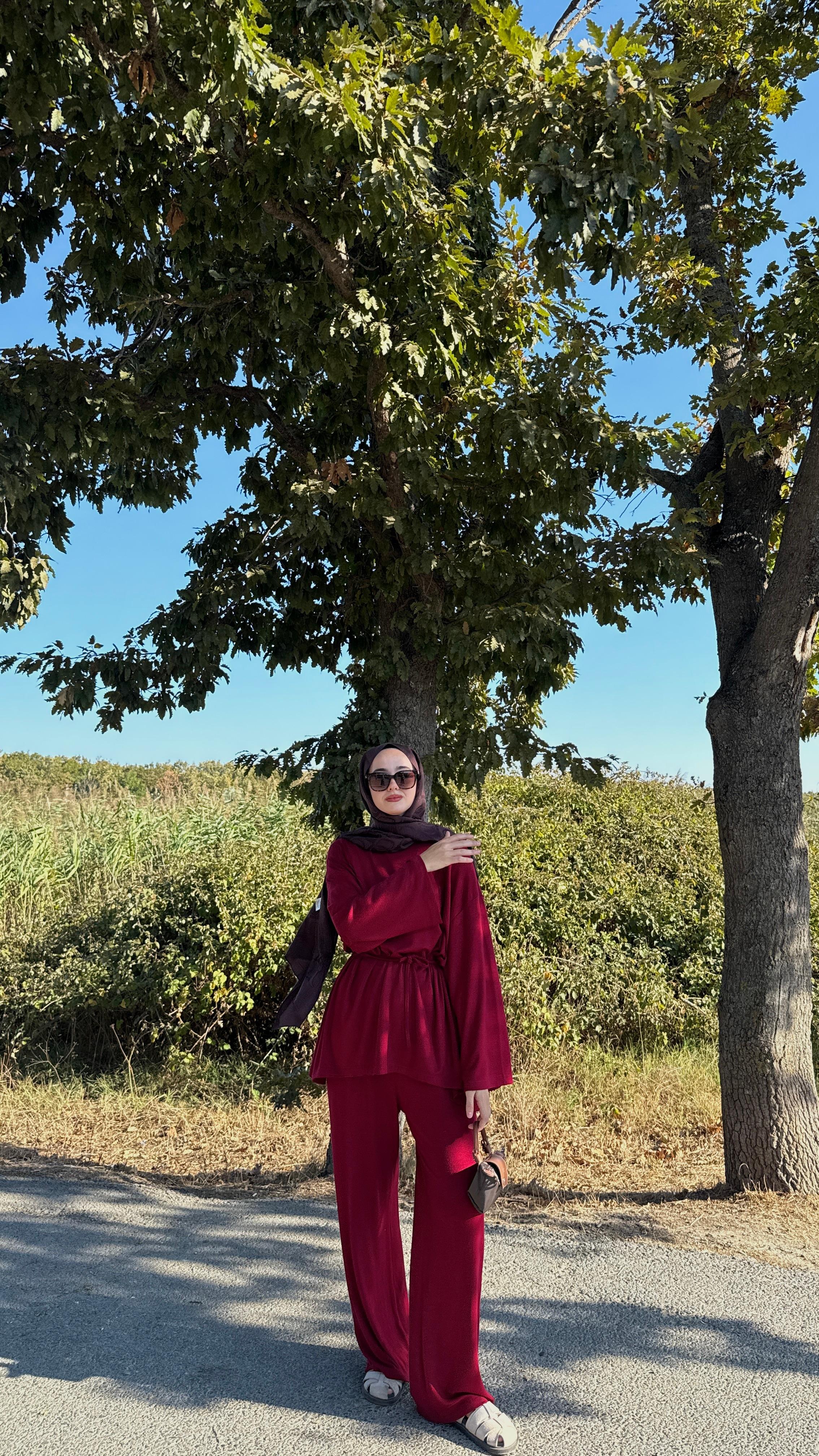 İnce Oysh Takım - Bordo