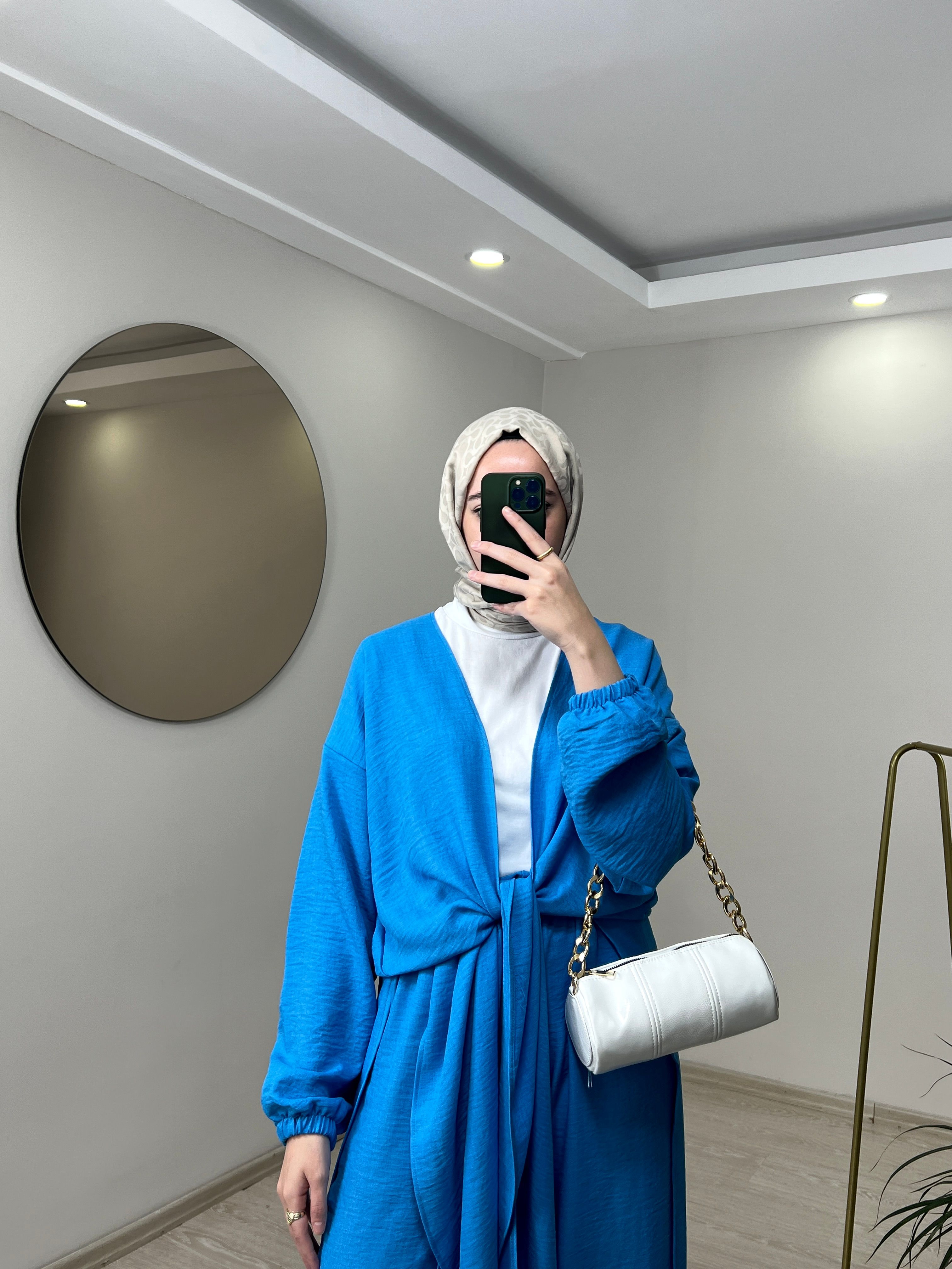 Bağlamalı Kimono Takım - Mavi